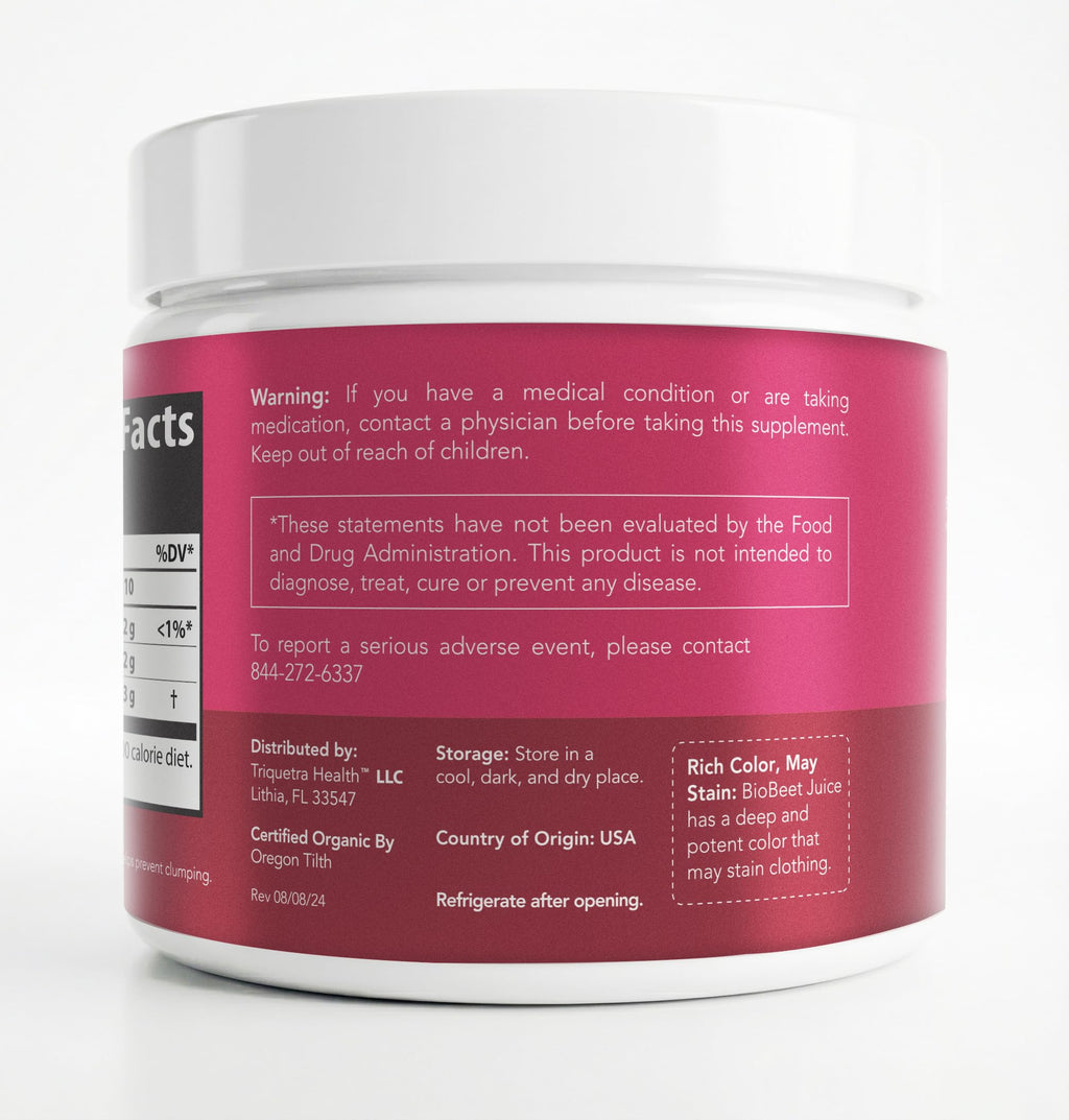 BioBeet® Max Strength Beet Root Juice Powder – 20:1 Concentrate, Each Serving Derived from 60,000 mg Organic Beetroot - Cold-Pressed, USA Grown – Nitric Oxide, Circulation Support – 50 Servings