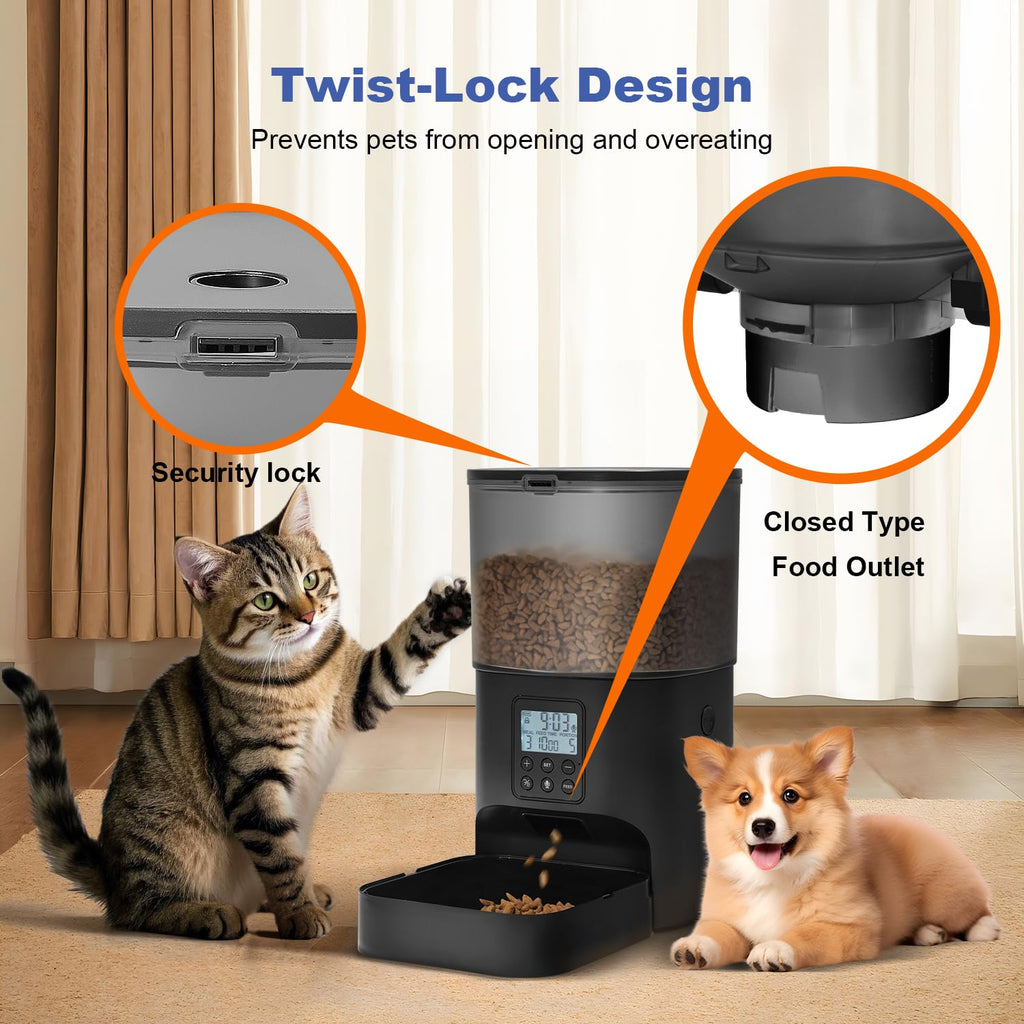 ANDOLL HOME Automatic Cat Feeder, Cat Food Dispenser with 10s Voice Recorder, Pet Feeder up to 8 Meals per Day, Timed Feeder with Dry Food Sealed Ring