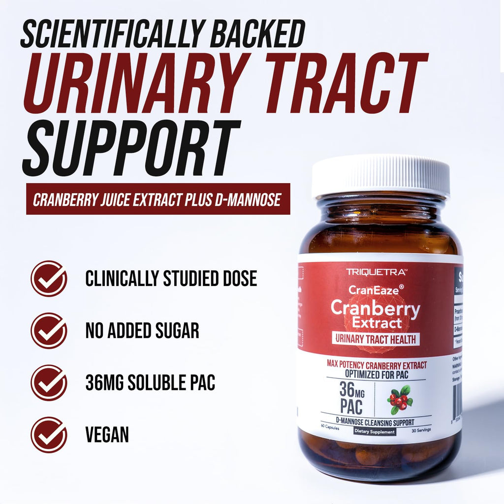 CranEaze®: Cranberry Pills for Women, 36mg PAC Supplement with D Mannose