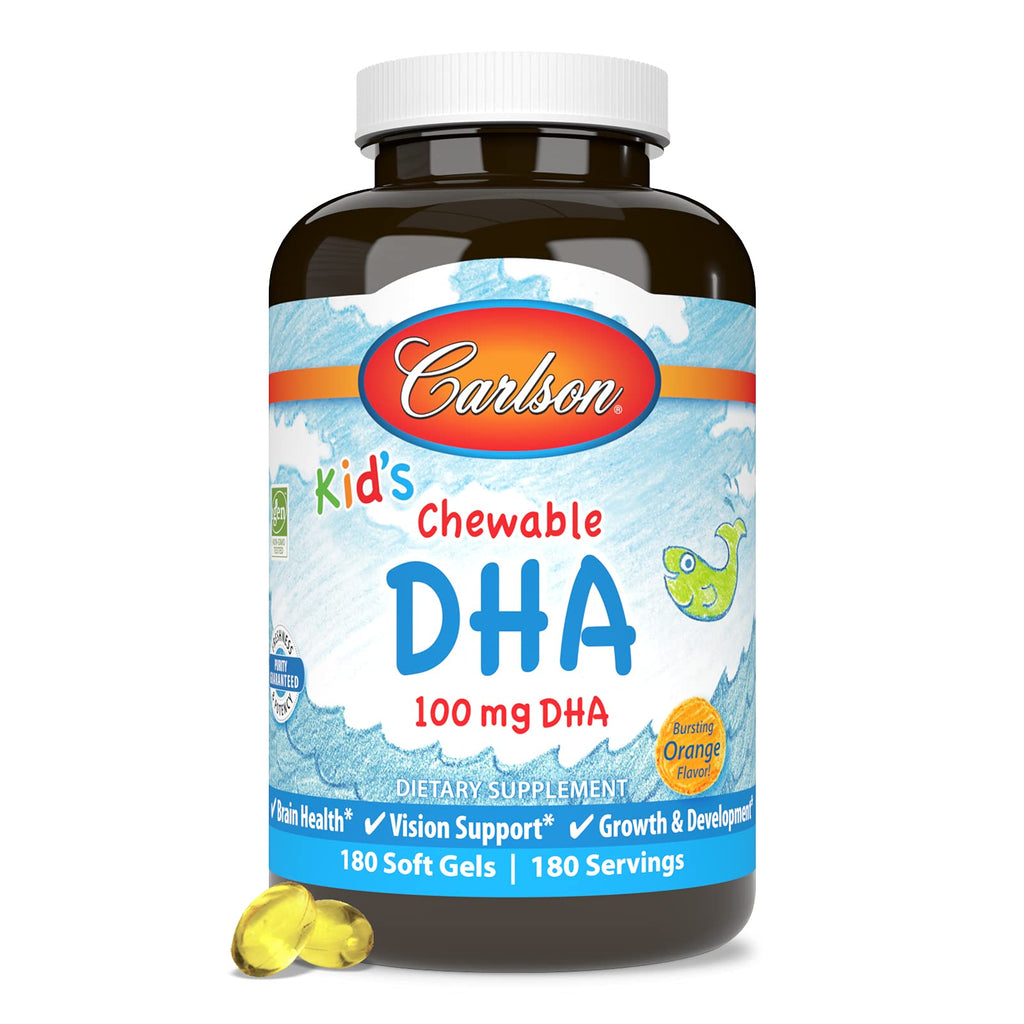 Carlson Kid's Chewable DHA, 100 mg, DHA, from Norway, 180 Chewable Softgels