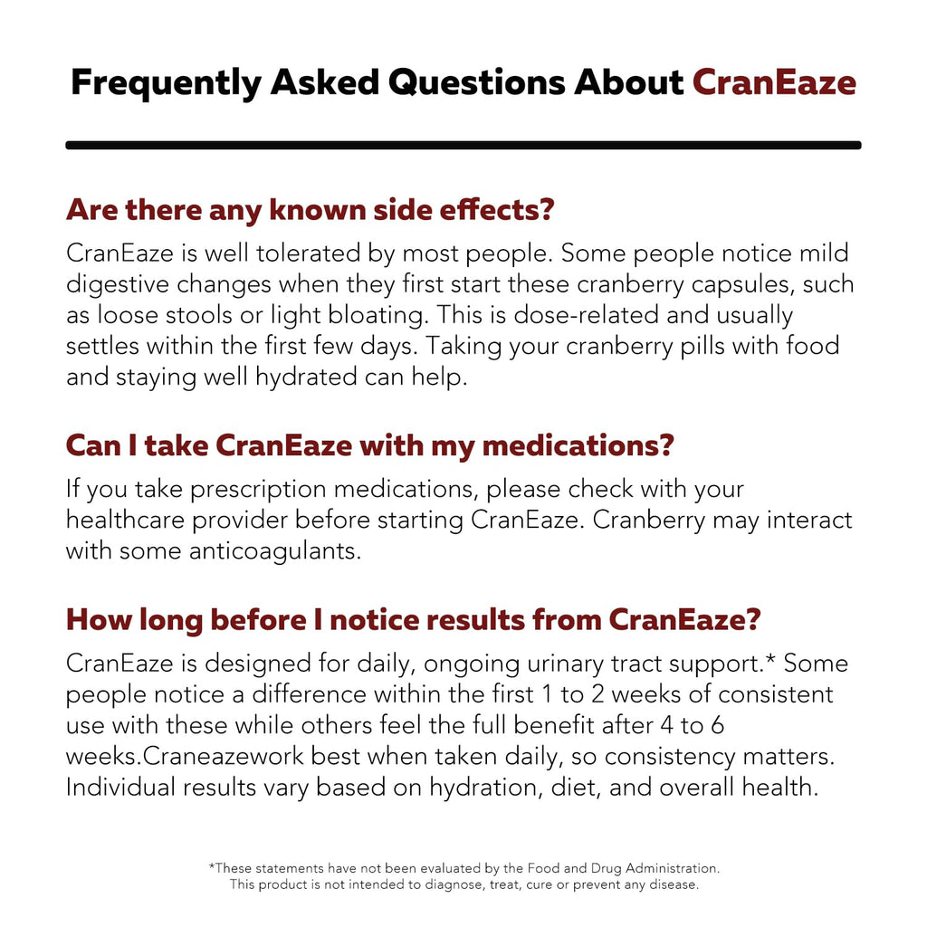 CranEaze®: Cranberry Pills for Women, 36mg PAC Supplement with D Mannose