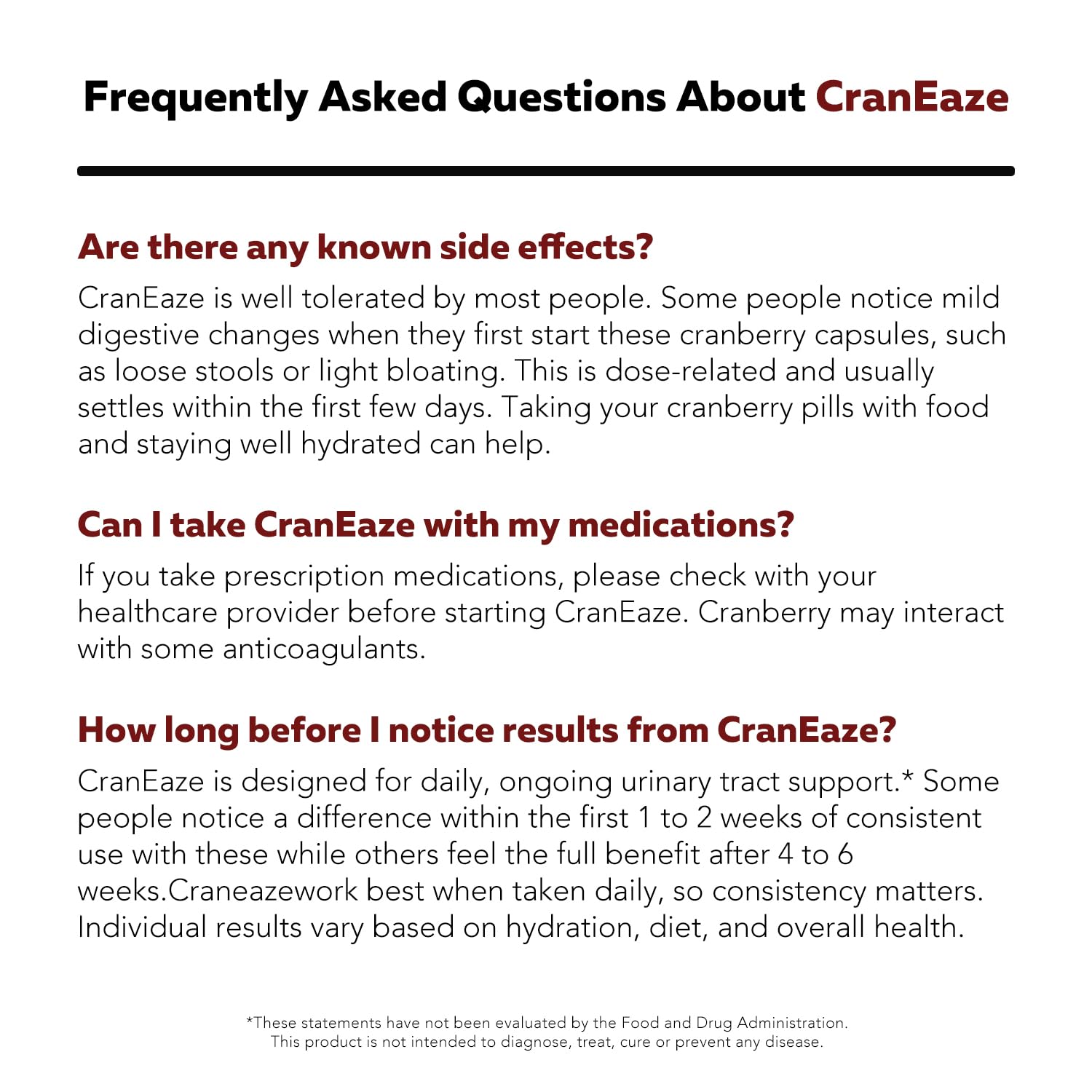 CranEaze®: Cranberry Pills for Women, 36mg PAC Supplement with D Mannose