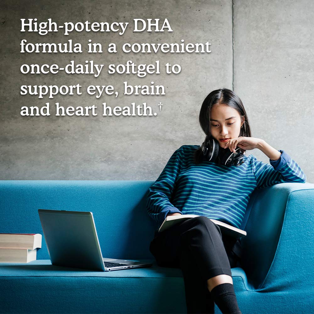 Garden of Life Dr. Formulated DHA 1,000mg Fish Oil, Once Daily Omega 3 Fish Oil Supplement with 1,000mg DHA + DPA in Triglyceride Form for Brain & Heart Health, Non-GMO, Citrus Flavored, 30 Softgels