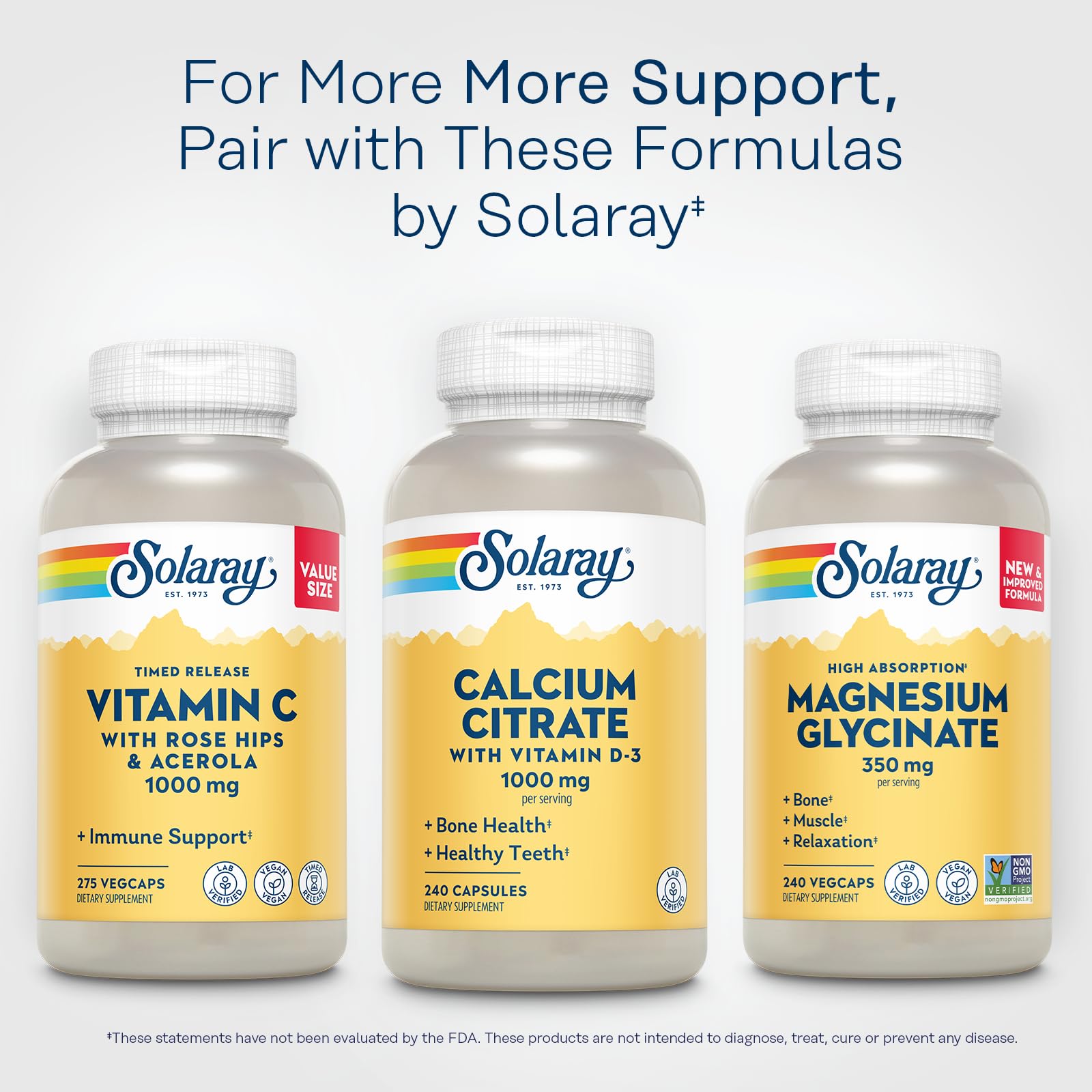 SOLARAY Calcium Citrate with Vitamin D3 1000 mg, 240 Capsules