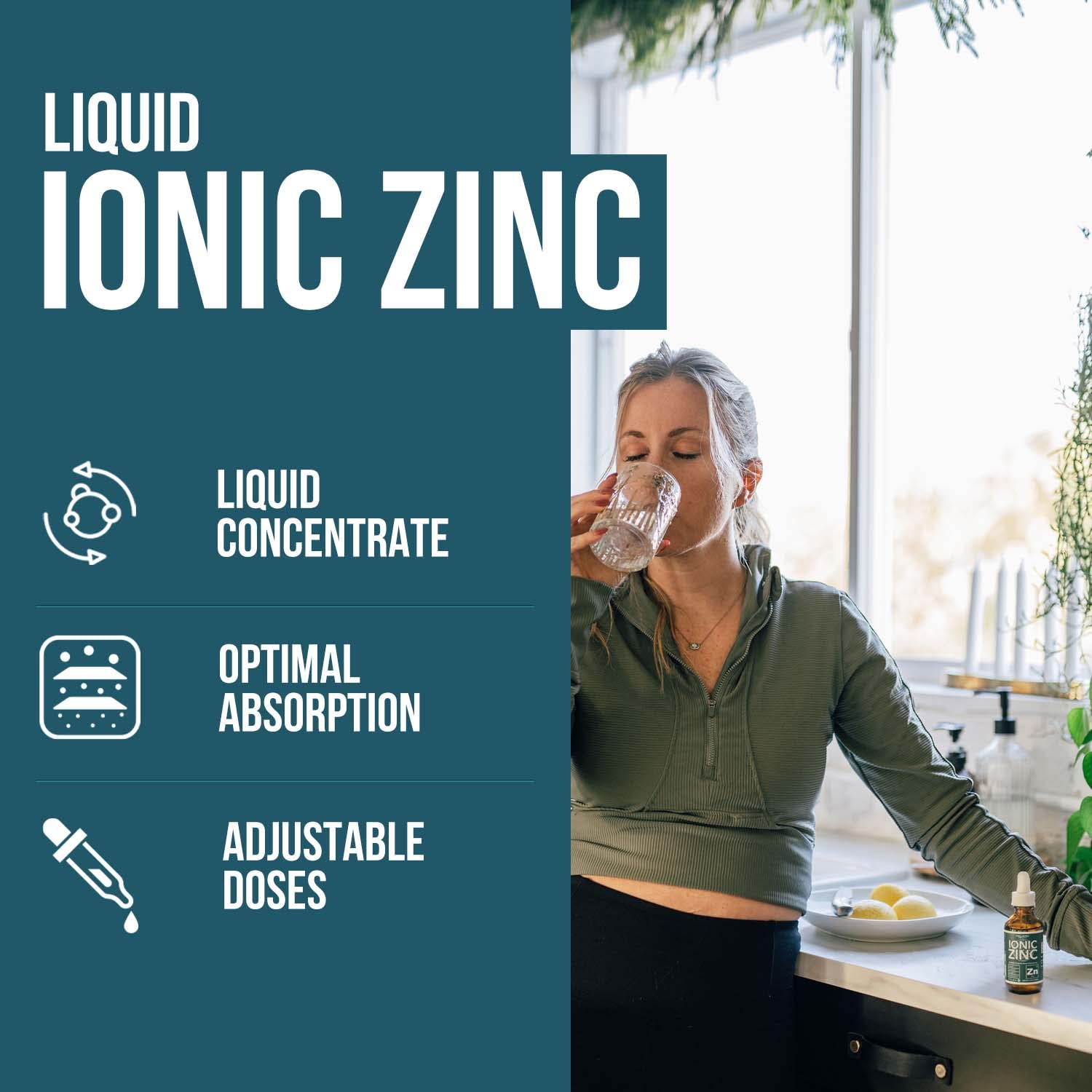 Ionic Liquid Zinc – 8 Month Supply, Adjustable Dosing for Adults – High Absorption, Vegan, Glass Bottle – Supports Immune System, Brain & Thyroid Health – Essential Mineral Supplement (2 oz)