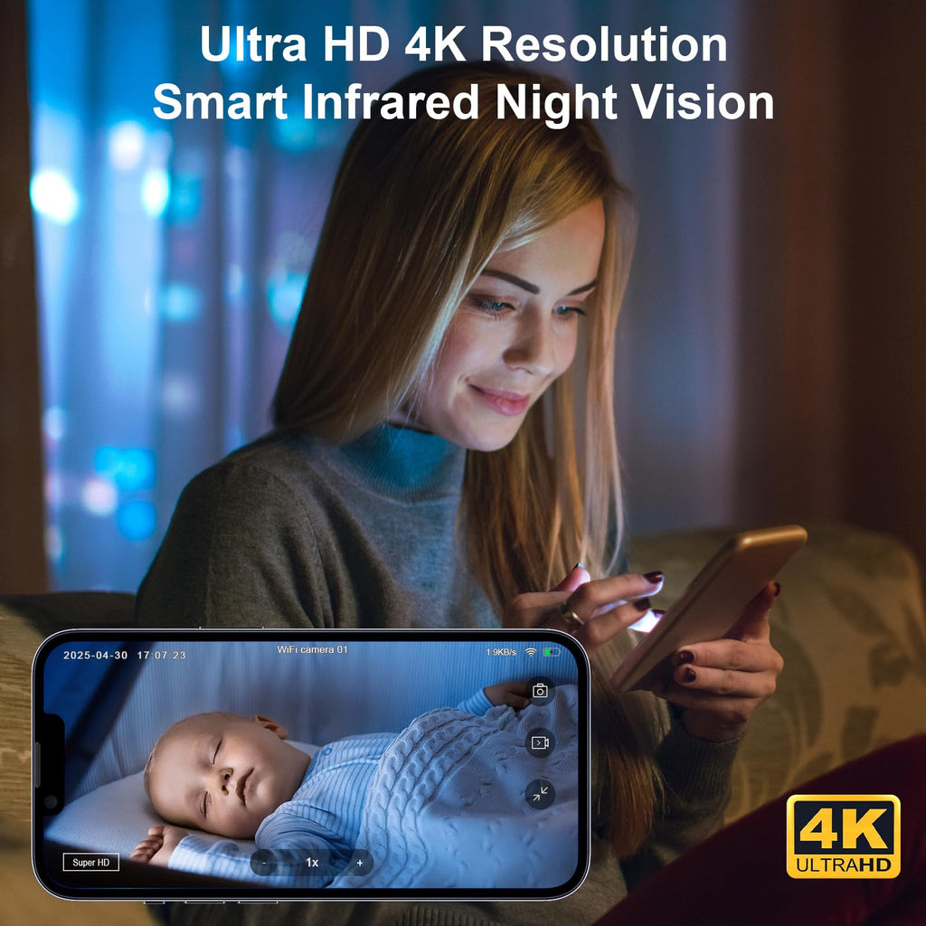 4K Hidden Camera, Wireless Mini Spy Camera with WiFi, Night Vision, Motion Detection Alerts, App Remote View, Rechargeable Battery, SD Card & Cloud Storage, Nanny Cam for Home, Office and Pets, Black