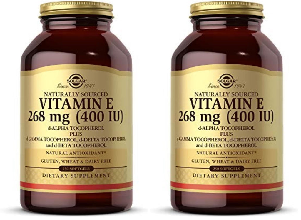 Solgar Vitamin E 268 mg (400 IU), 250 Mixed Softgels - Natural Antioxidant, Skin & Immune System Support - Naturally-Sourced Vitamin E - Gluten Free, Dairy Free - 250 Servings, (Pack of 2)