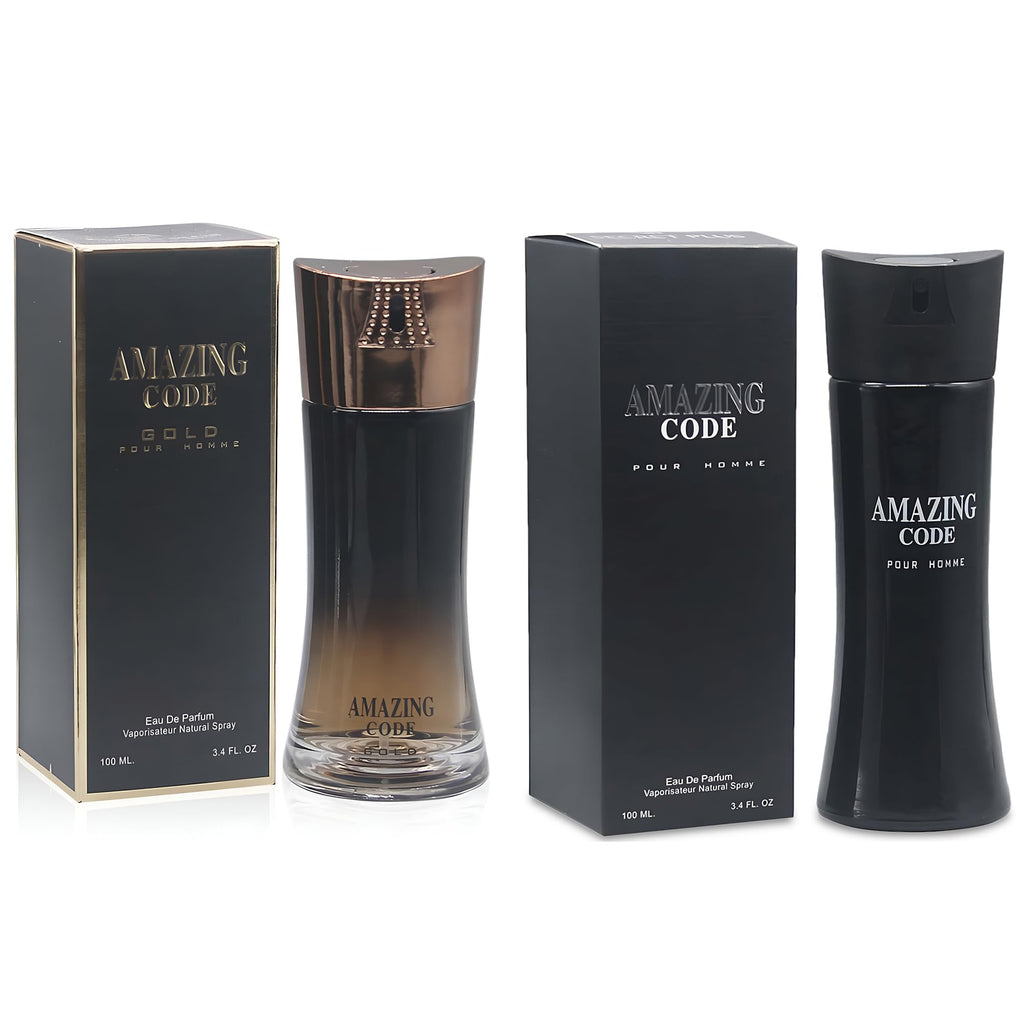 AFLUXE Men's Cologne Amazing Code Combo Eau De Toilette for Men-Fresh, Romantic Scent Perfume for Men 3.4 Fl Oz Each Natural Spray For All Skin Daily Used
