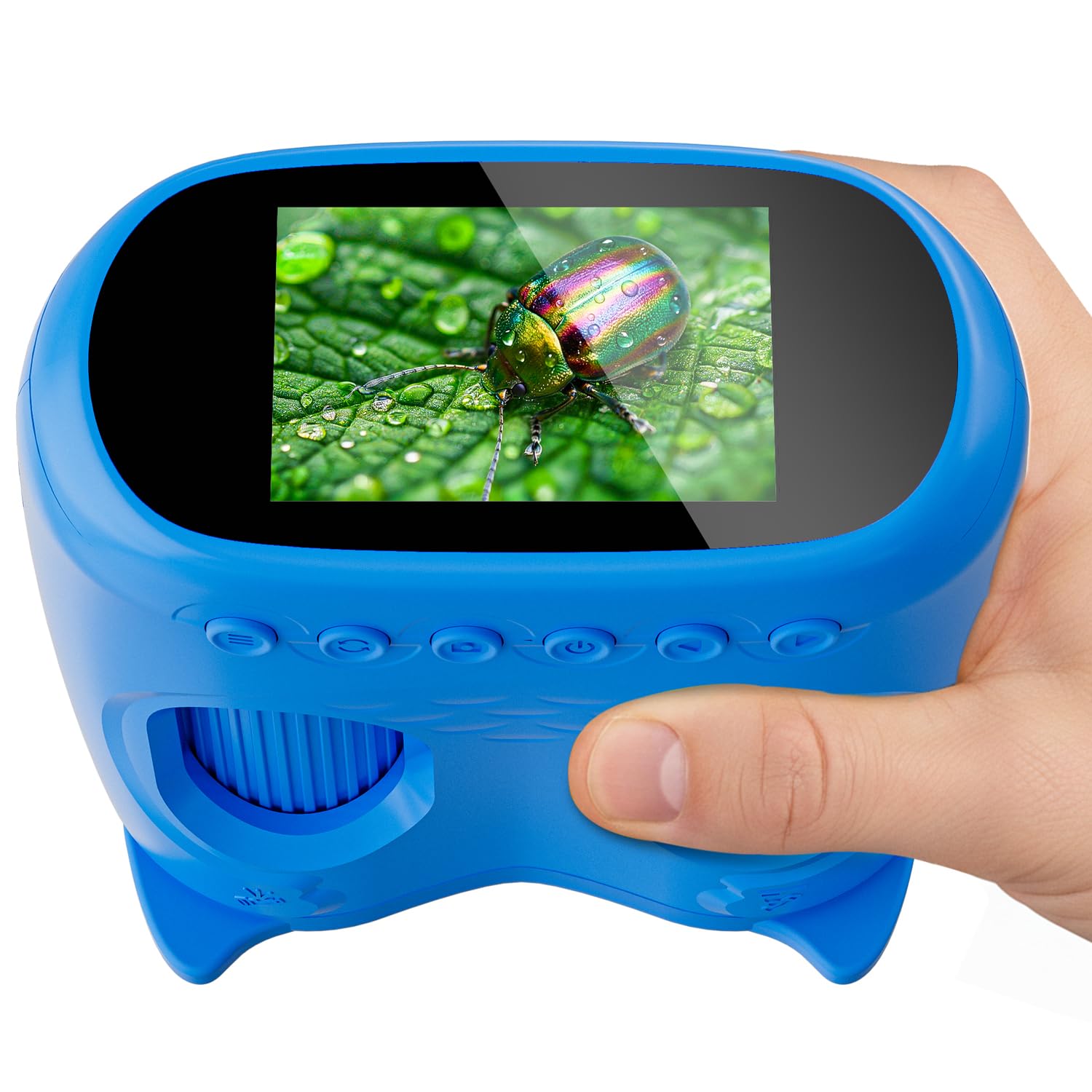 2-in-1 Kids Microscope Telescope, Temodu 2.0" 1000X Digital Microscope for Kids, HD Portable Education Telescope for Kids Birthday Festival Gift, Science Fun Toys for Children Age 4-12 (Blue)