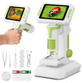 HEWEIMEI 1600X Microscope for Kids, 1080P 4.0" Digital Screen Kids Microscopes with Slides Kit, Educational Science Toys for Christmas Birthday Gifts for 3-14 Year Old Children Students