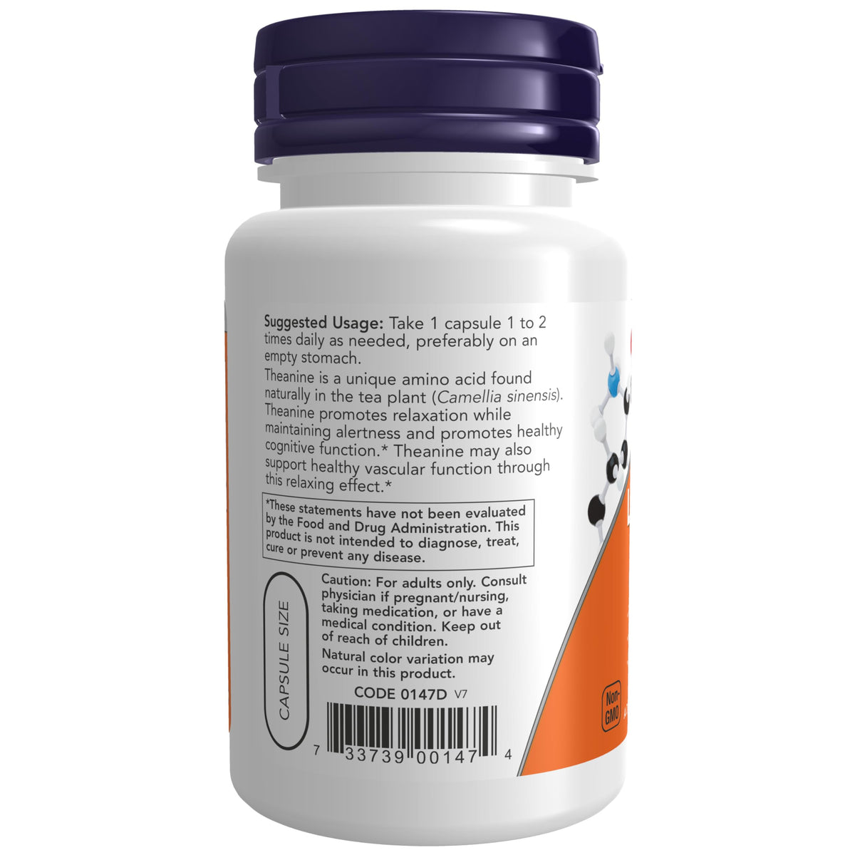 NOW Supplements, L-Theanine 200 mg with Inositol, 60 Veg Caps