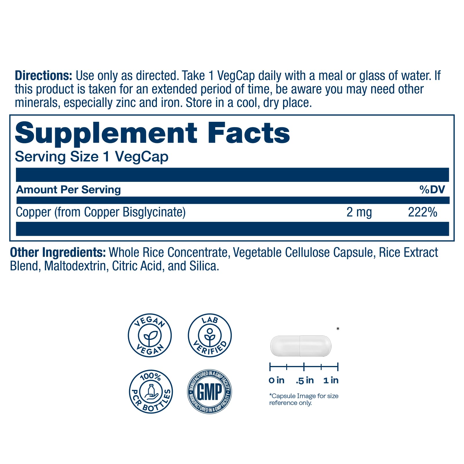 Solaray Copper 2mg, Essential Trace Mineral Pills, 100 Vegan Capsules