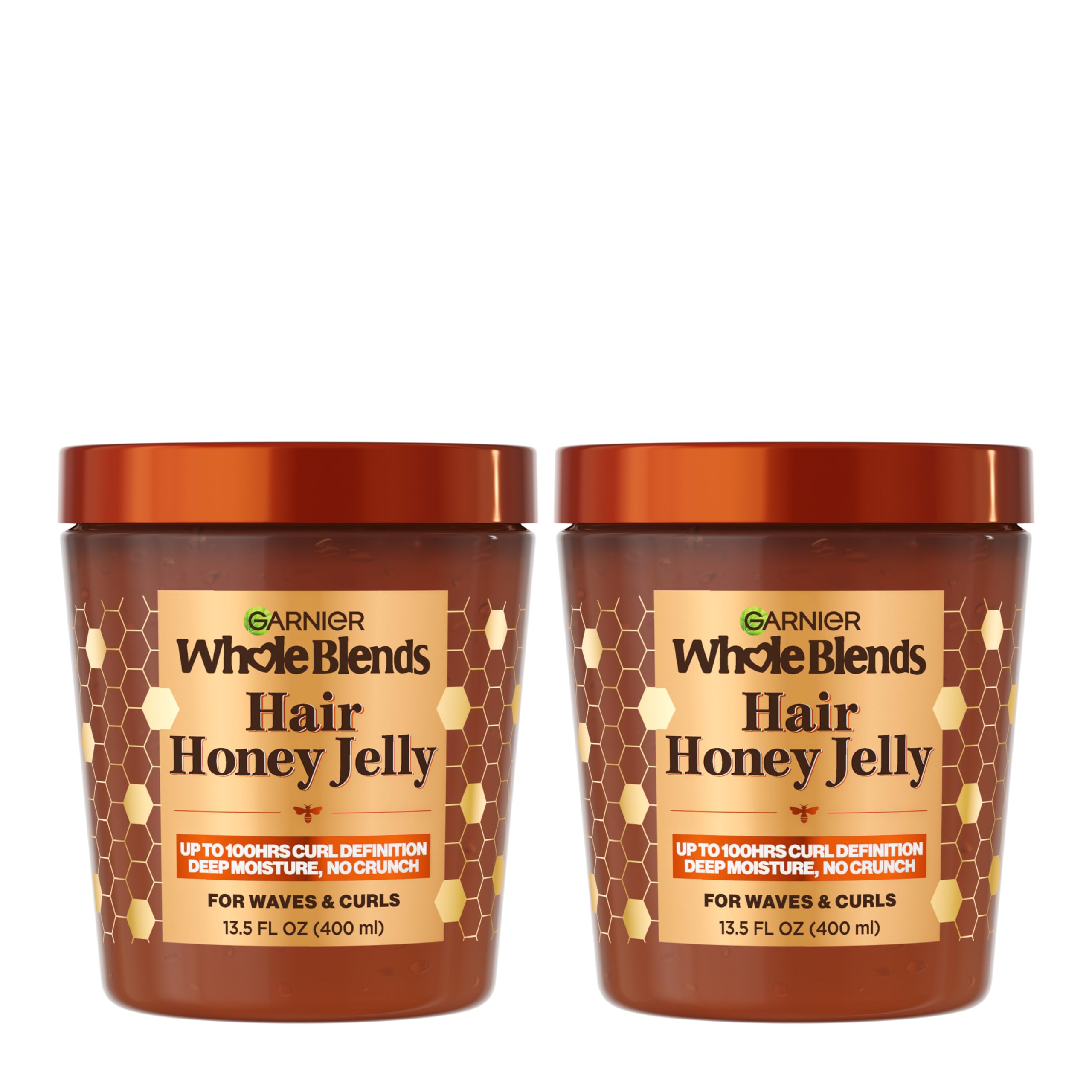 Garnier Whole Blends Hair Honey Jelly for Defining Wavy and Curly Hair, Hair Gel for Up to 100HRs Curl Definition, Frizz Control and Deep Moisture, 13.5 Fl Oz, 2 Count