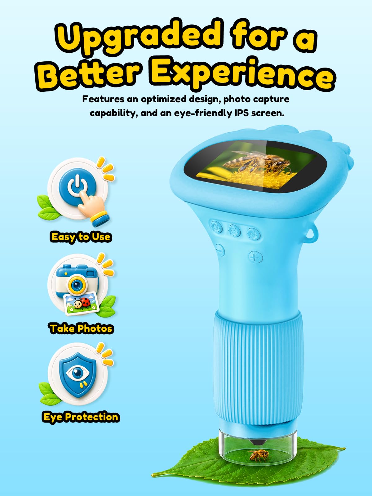 Acoath Microscope for Kids, 1000X Handheld Digital Miniscope with 2.0" Screen, Portable Pocket Microscope Education Toys Birthday Gifts for Age 3 4 5 6 7 8 9 10 Girls Boys