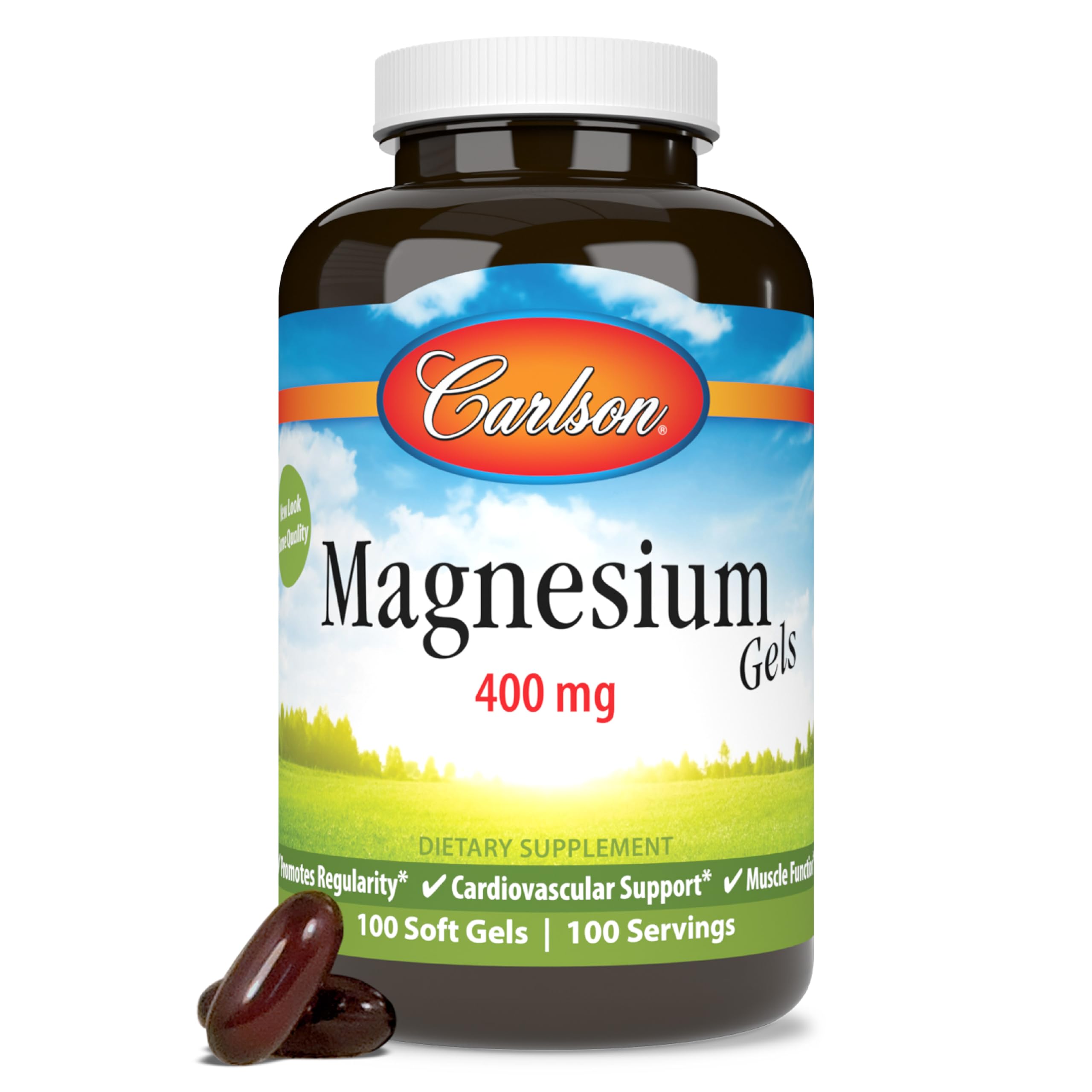 Carlson Magnesium Gels, 400 mg, Muscle Support, 100 Softgels
