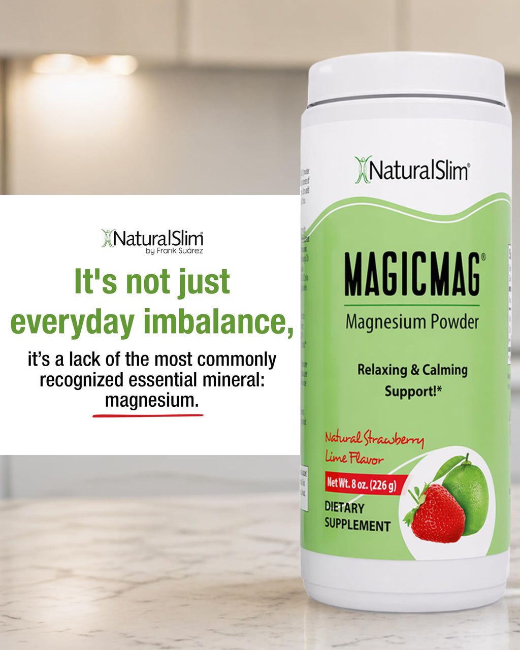 NaturalSlim MagicMag Magnesium Citrate Powder, Strawberry Lime, 8 oz