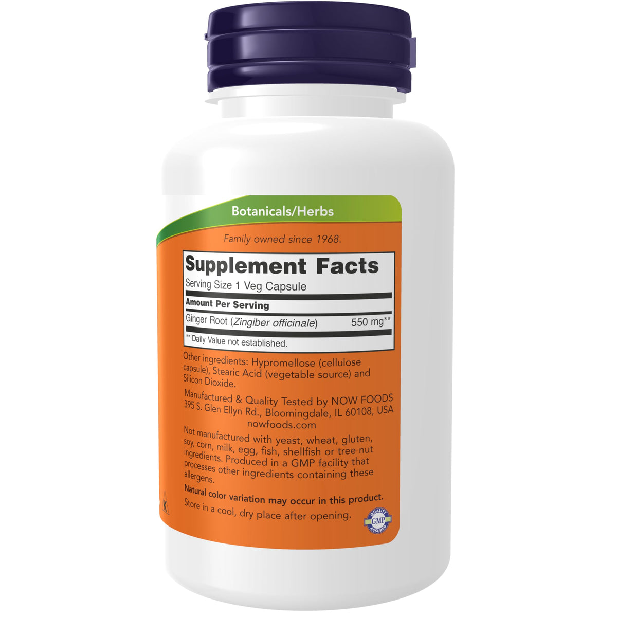 NOW Supplements, Ginger Root 550 mg, 100 Veg Caps