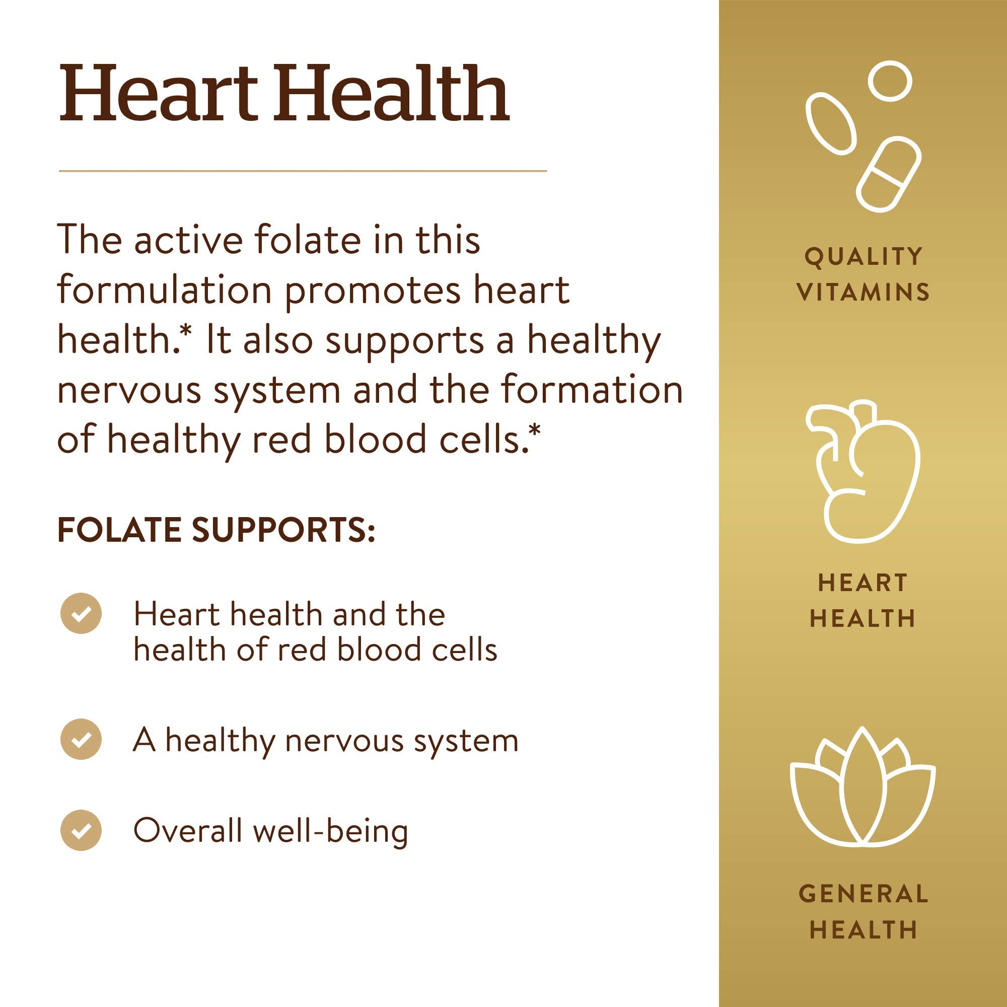 Solgar Folate 1000 mcg, 120 Tablets - 1000 mcg Bio-active Metafolin - Vegan, Gluten Free, Dairy Free, Kosher - 120 Servings