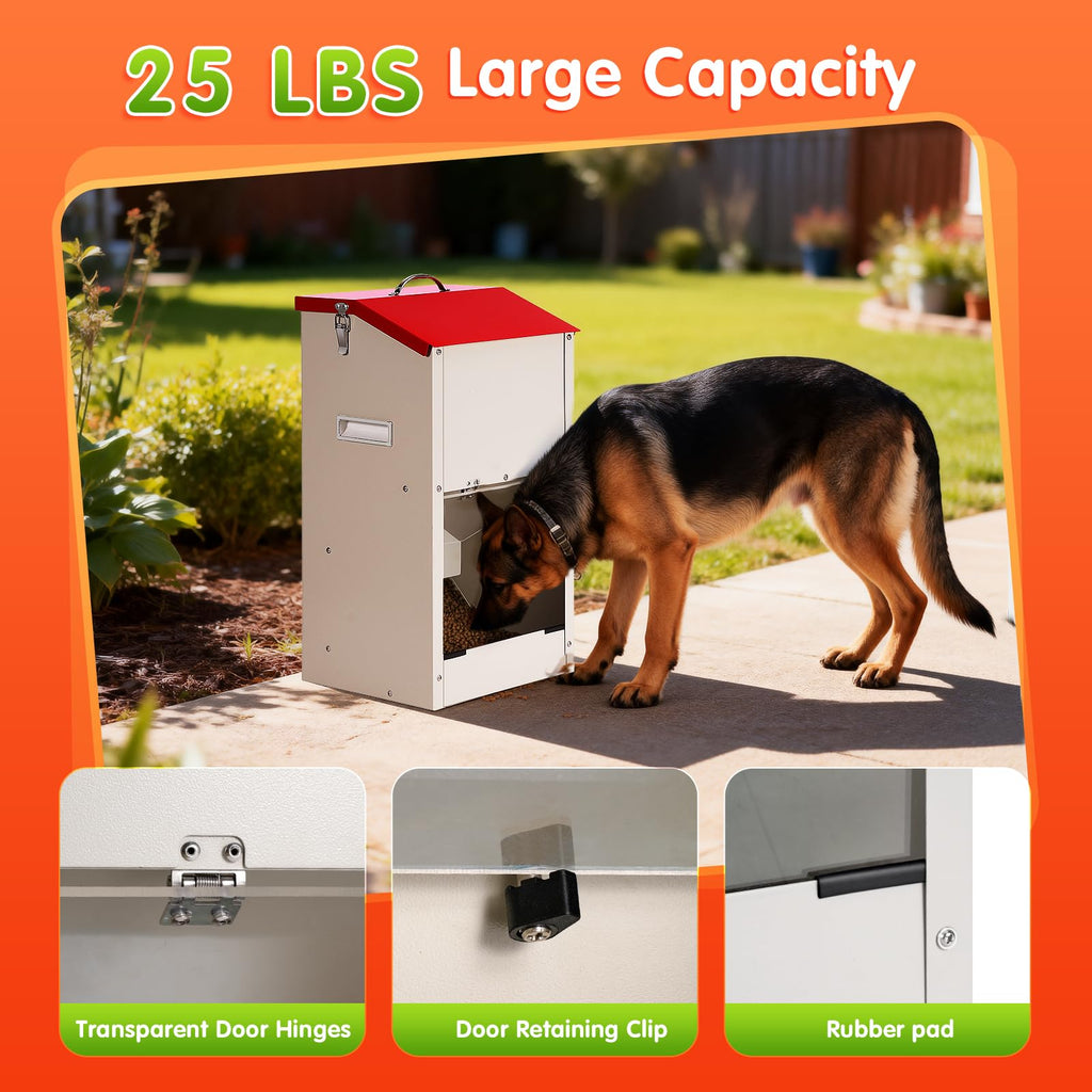 KHEARPSL 25 Lbs Automatic Dog Feeder for Large Dogs, Dog Food Dispenser