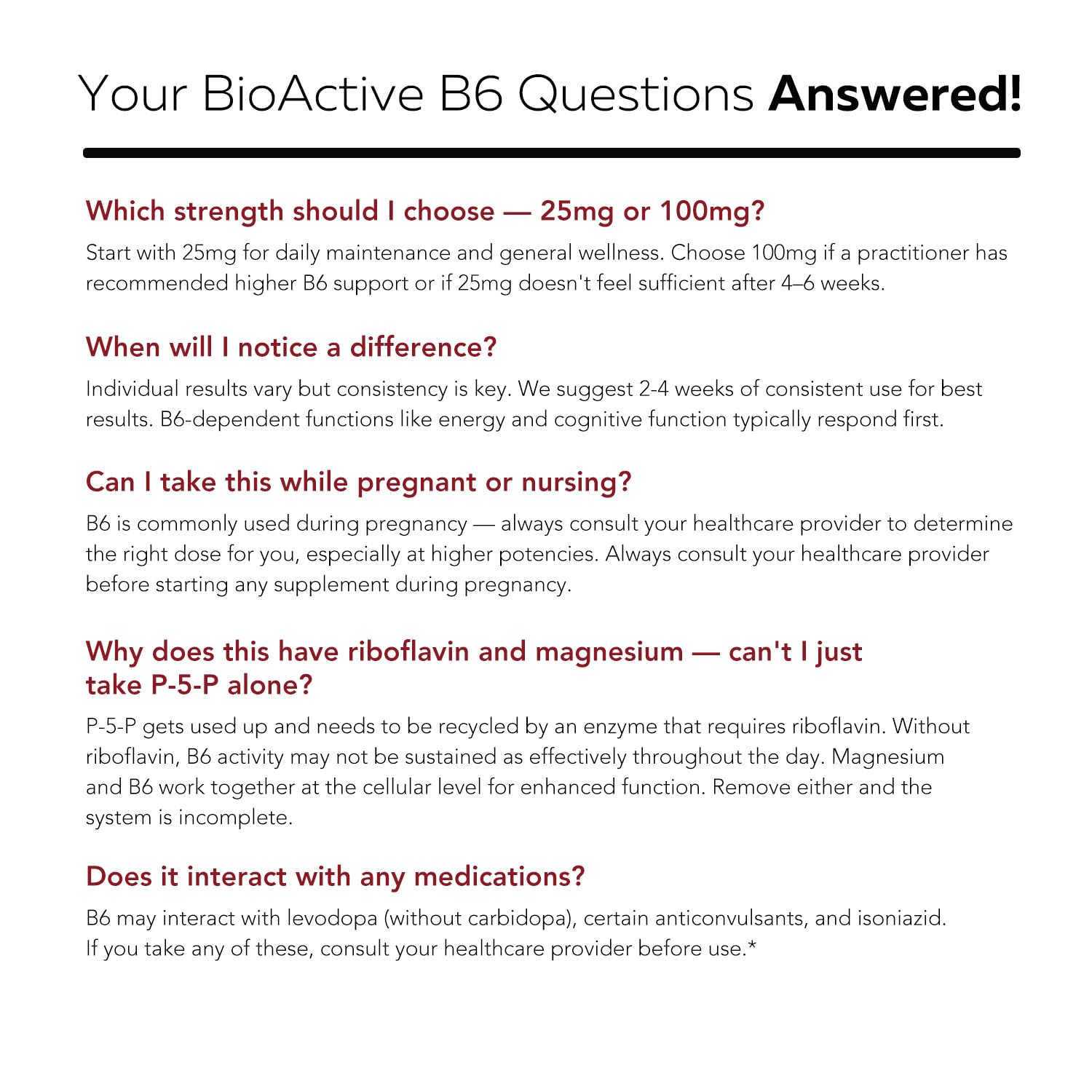 BioActive Vitamin B6 100mg Capsules - Active P-5-P Form for Mood, Energy & Cycle Support - Enhanced Absorption with Riboflavin & Magnesium - Clinical Strength, Non-GMO (60 Capsules - 2 month supply)