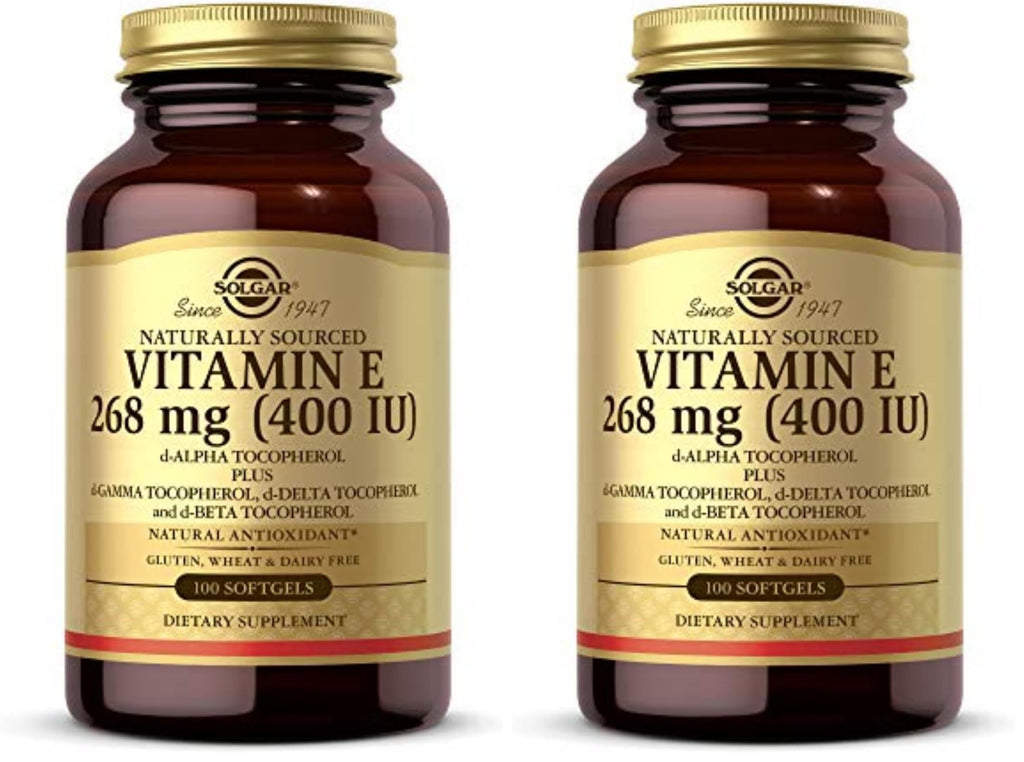 Solgar Vitamin E 268 MG (400 IU) (d-Alpha Tocopherol&Mixed Tocopherols),100 Softgels-Supports Immune System&Skin Nutrition-Natural Antioxidant-Gluten Free,Dairy Free-100 Servings,(Pack of 2)