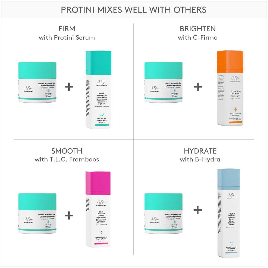 Drunk Elephant Protini Polypeptide Cream - 15 ml/.5 fl oz - Firming Moisturizer - Clean Clinical Skincare - Cruelty-Free - Dermatologist-Tested - Free of Essential Oils, Silicones, and Fragrance