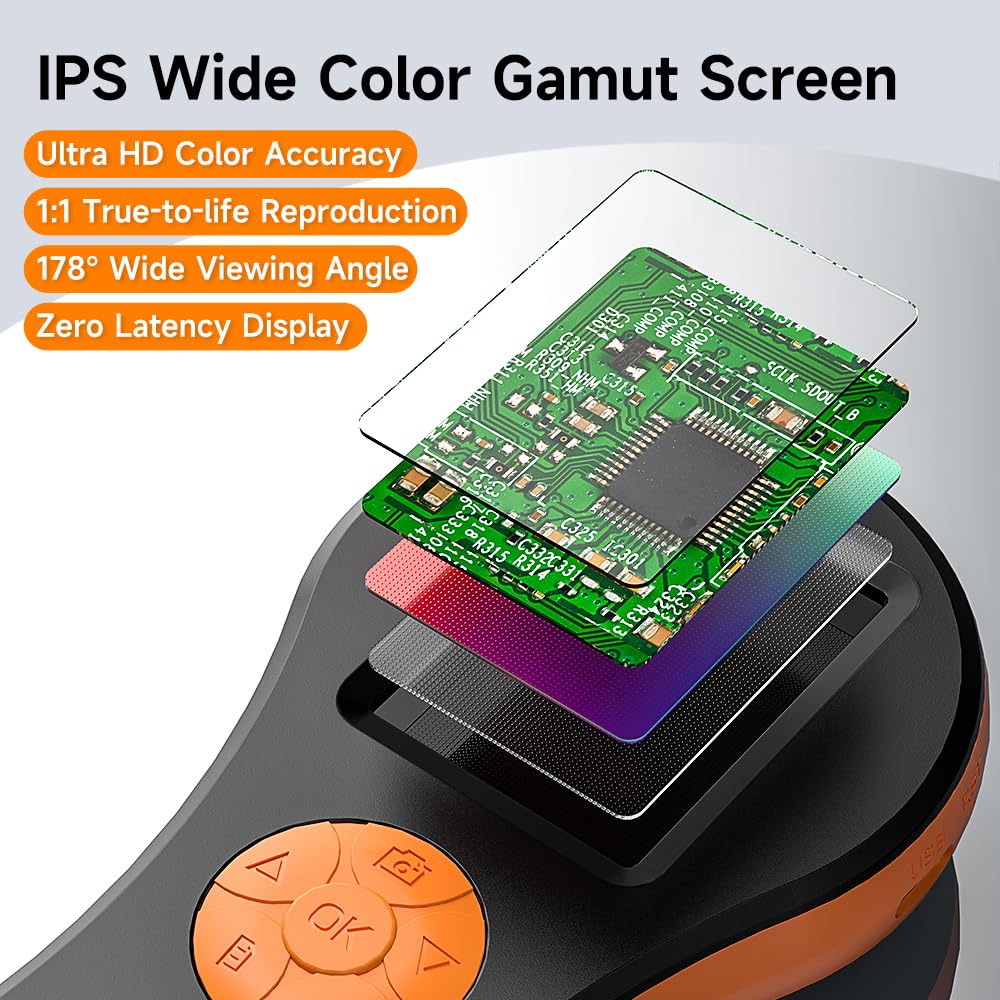 ILIHOME Digital Microscope Handheld 2.0 inch IPS Color Screen,Portable Digital Magnifying Glass,Marco Microscope for Kids,Built-in 8LED Lights,USB Compatible with PC Windows, Mac OS