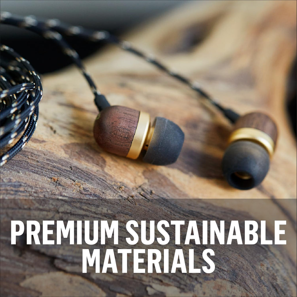 House of Marley Smile Jamaica AUX Wired Earbuds with Microphone, Noise-Isolating in-Ear Headphones, Tangle-Resistant Cable, 3.5mm Jack Sustainable (Brass)