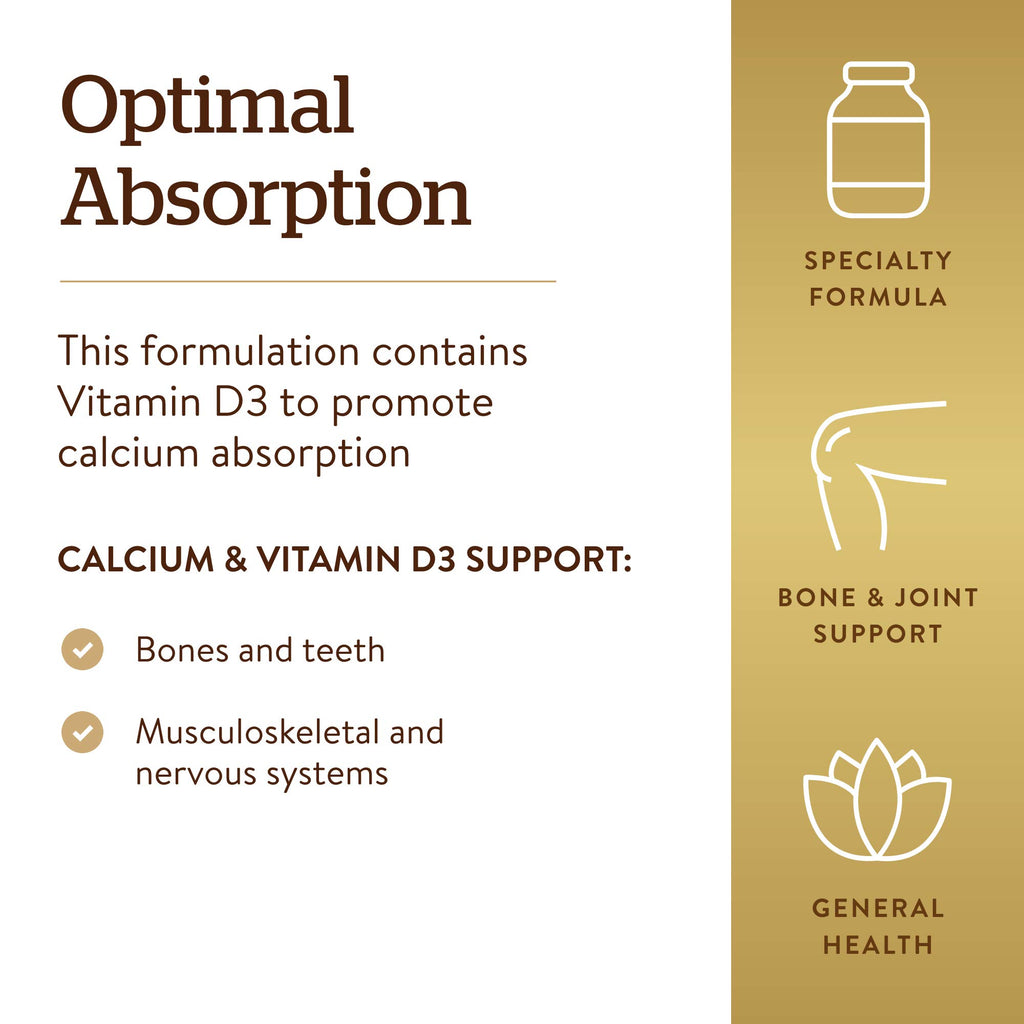 Solgar Calcium Citrate with Vitamin D3, 240 Tablets - Promotes Healthy Bones & Teeth, Supports Musculoskeletal & Nervous Systems - Non-GMO, Gluten-Free, Dairy Free, Kosher - 60 Servings