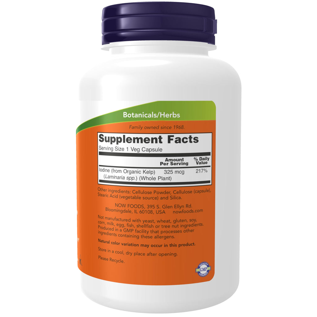 NOW Supplements, Kelp 325 mcg of Natural Iodine, Supports Healthy Thyroid Function*, Super Green, 250 Veg Capsules