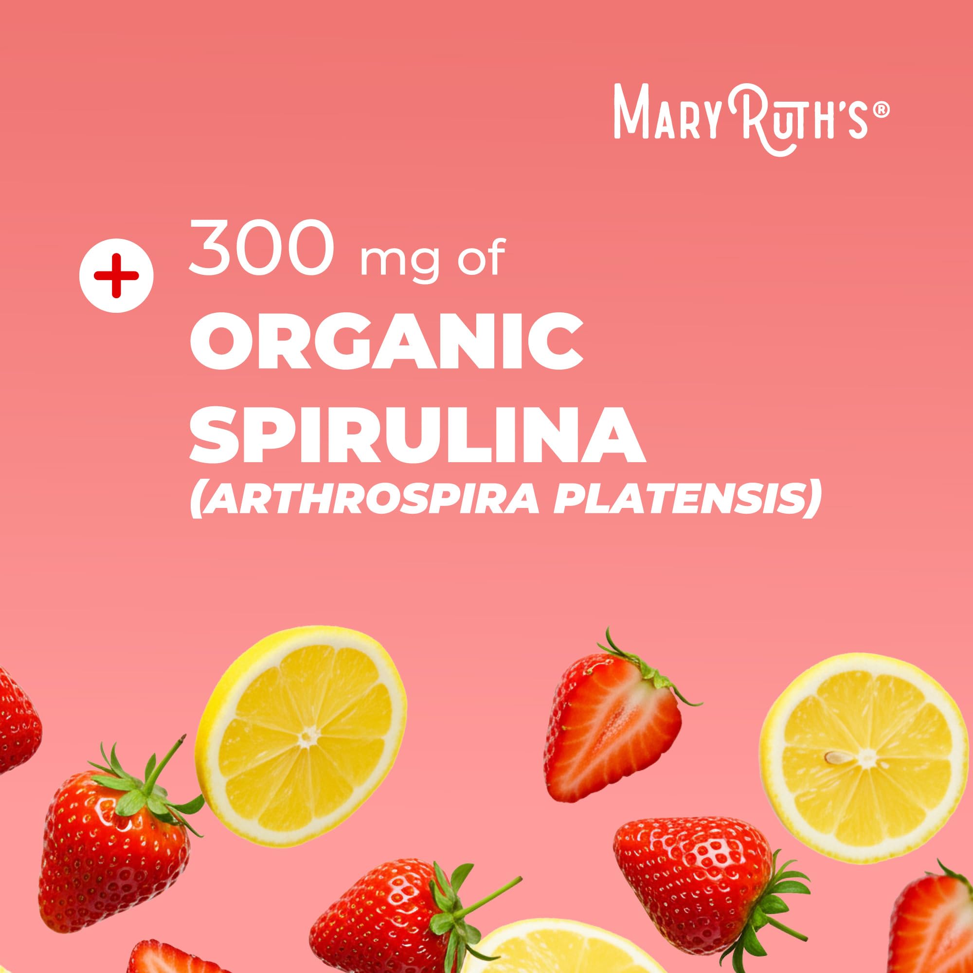 MARYRUTH'S Spirulina Gummies Made with Organic Spirulina, 90 Count, Vegan