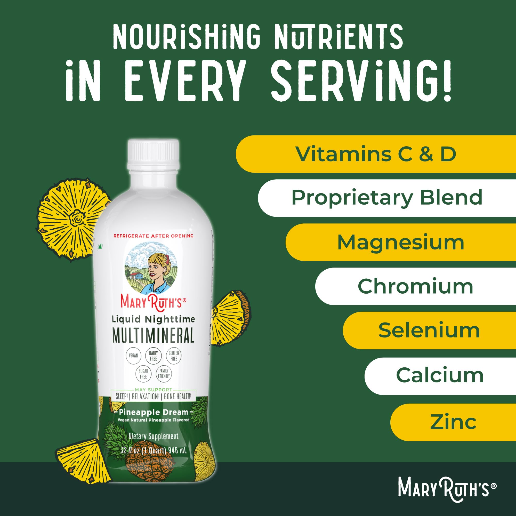 MARYRUTH'S Liquid Morning Multivitamin (Strawberry) & Liquid Nighttime Multimineral (Pineapple) | Clean Label Project Verified® | Vitamins & Magnesium for Energy, Bedtime, & Overall Health | Vegan