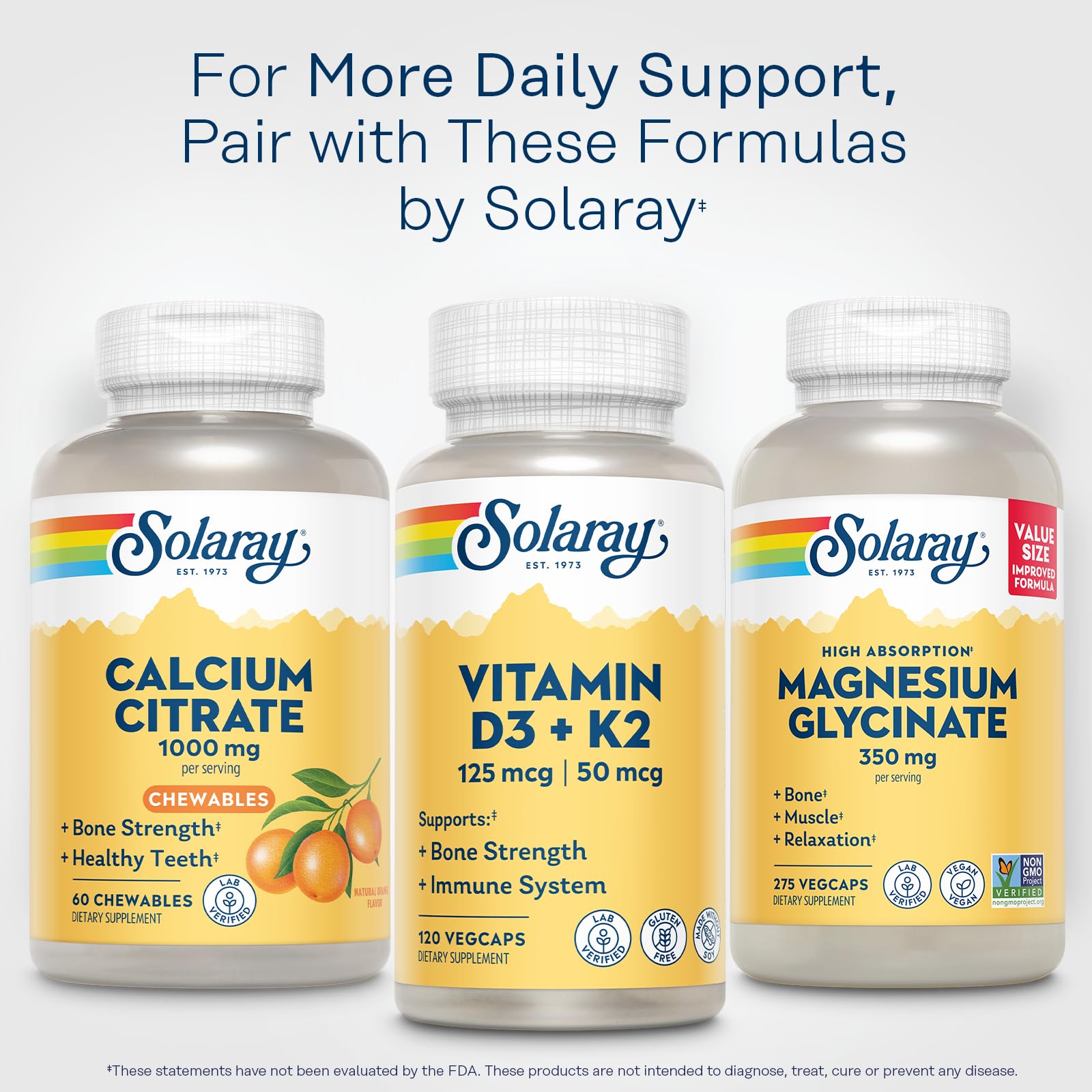 SOLARAY Calcium Citrate 1000 mg, Orange Flavor, 60 Chewables