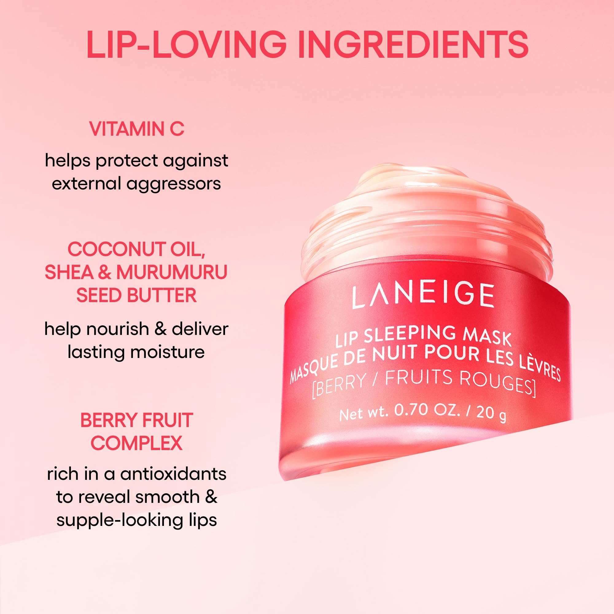 LANEIGE Lip Sleeping Mask, Hot Cocoa: Nourishing Overnight Lip Treatment with Vitamin C, Shea & Murumuru Butter for Hydrating Dry, Flaky Lips