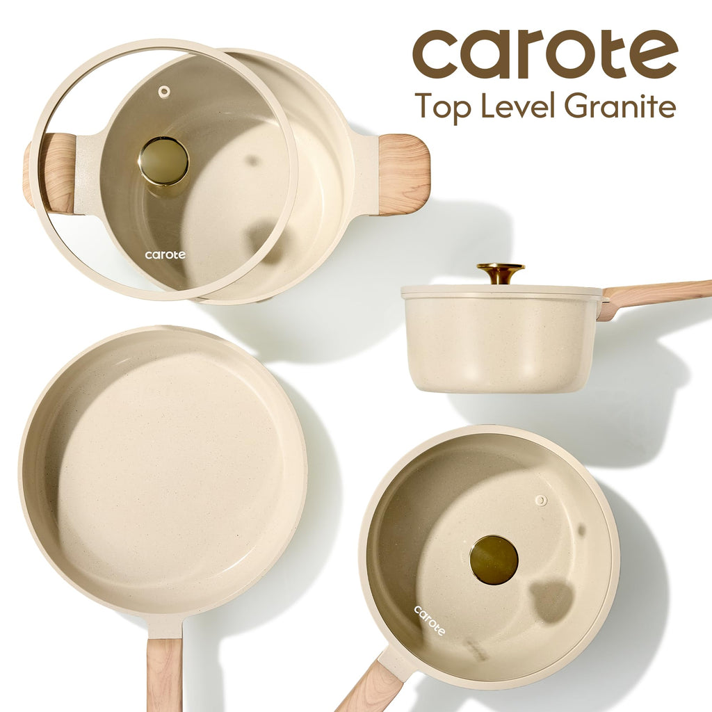 CAROTE Ceramic Nonstick 1.5Qt & 2.5Qt Sauce Pan Sets with Lid