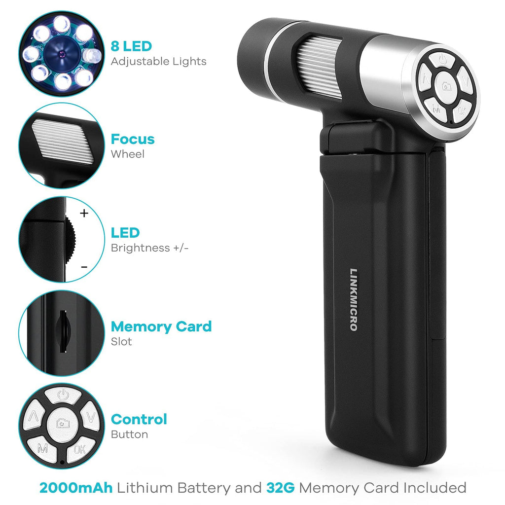 LINKMICRO LM203 4" Digital Microscope Handheld with Screen for Adults