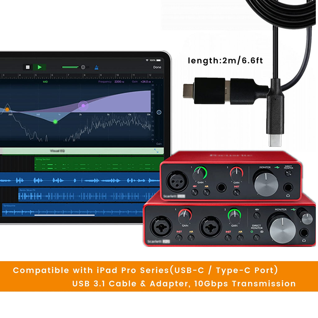 USB C Cable for Focusrite Scarlett Solo 3rd 4th Gen, Scarlett 2i2 3rd Gen