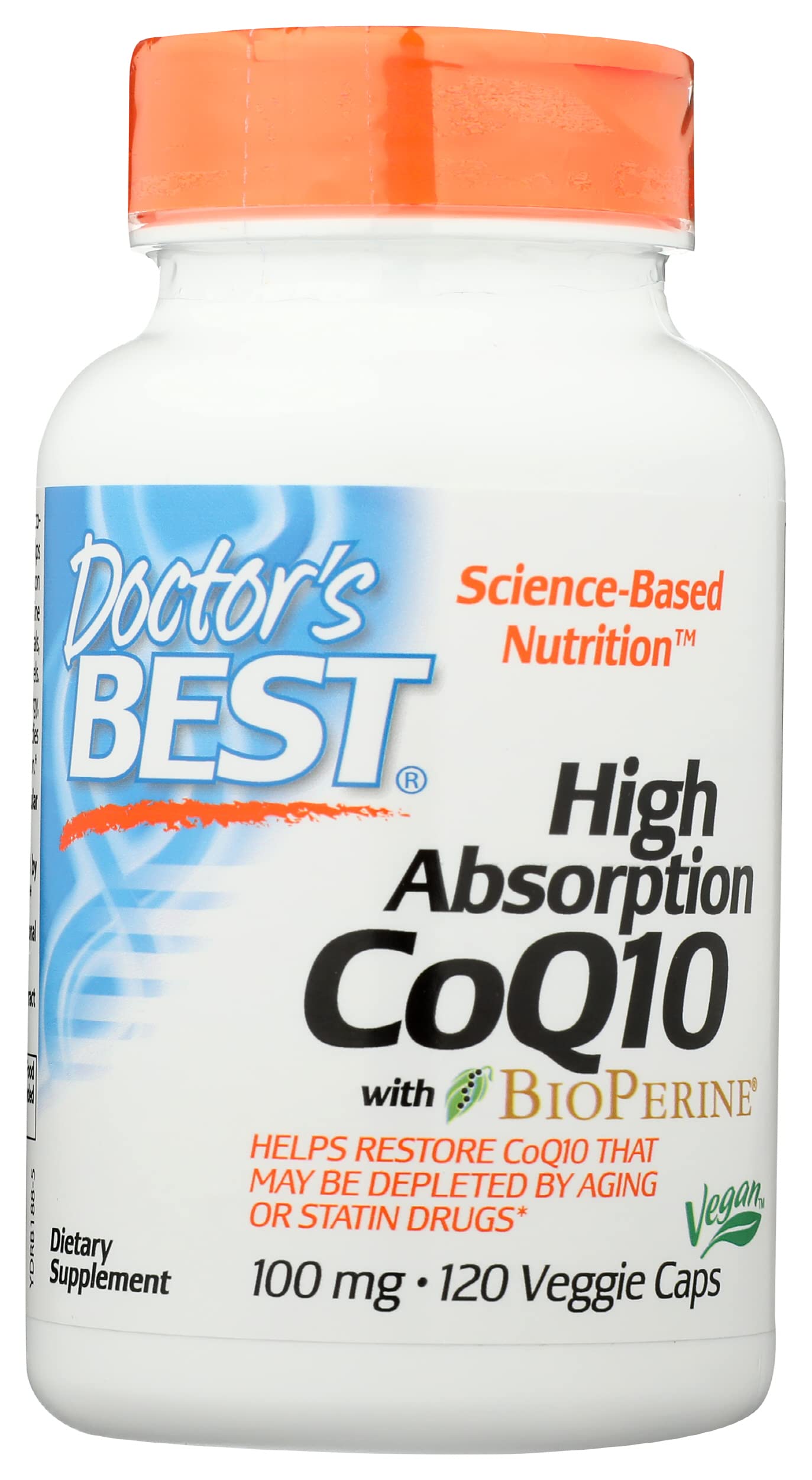 Doctor's Best High Absorption CoQ10 with BioPerine 100 MG, Non-GMO, Vegan, 120 Veggie Capsule (Pack of 1)