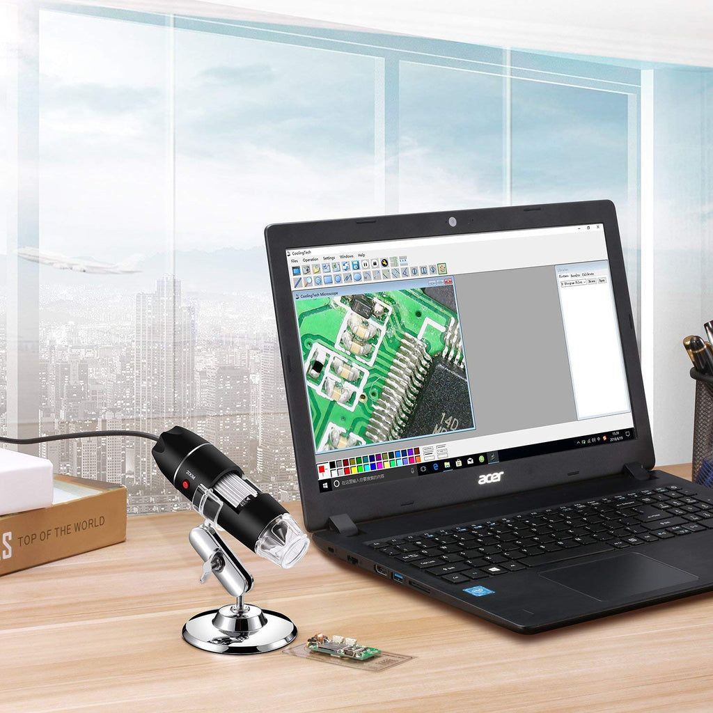 USB Digital Microscope 40X to 1000X, 8 LED Magnification Endoscope Camera with Carrying Case & Metal Stand, Compatible for Android Windows 7 8 10 11 Linux Mac (Not for iPhone/iPad)