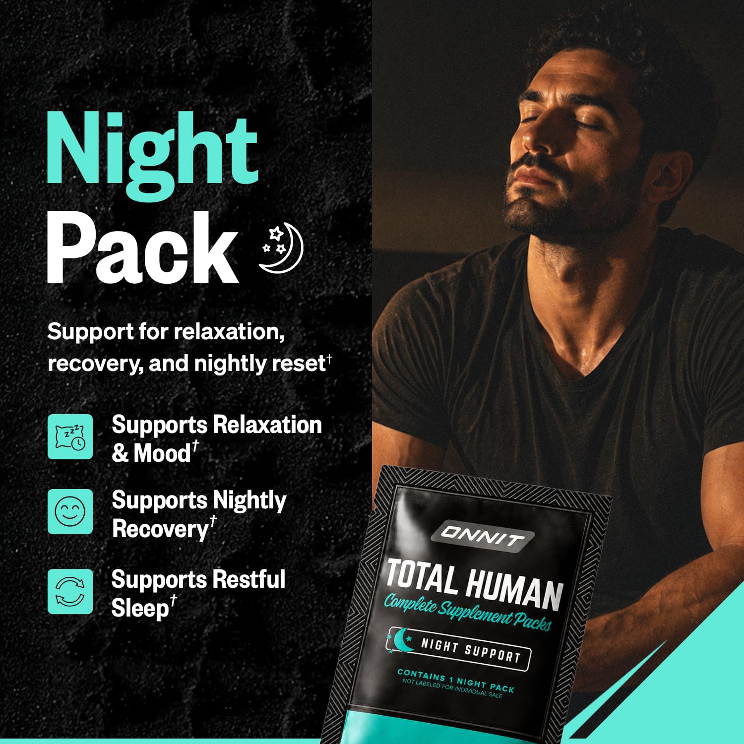 ONNIT Total Human Adult Multivitamin Comprehensive Capsule Packs with Day and Night Support, Daily Vitamin Packs for Men and Women, Dietary Supplement Capsules, 30-Day Supply, 60 Packs