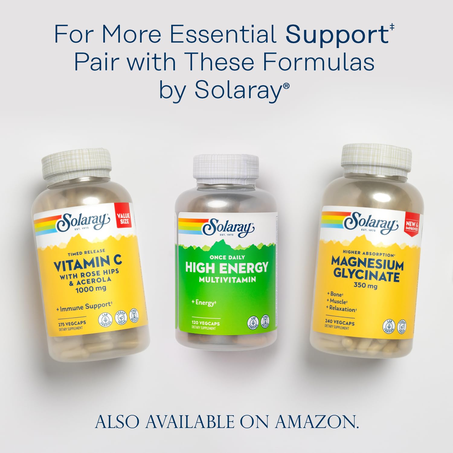 SOLARAY Once Daily High Energy Multivitamin, Timed Release Formula for Immune System and Energy Support, Whole Food and Herb Base, Mens and Womens Multi Vitamin, 120 Servings, 120 VegCaps