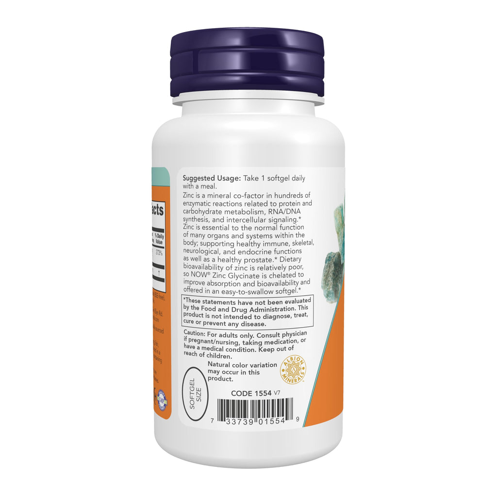 NOW Foods Supplements, Zinc Glycinate with 250 mg Pumpkin Seed Oil, 120 Softgels (Packaging May Vary)