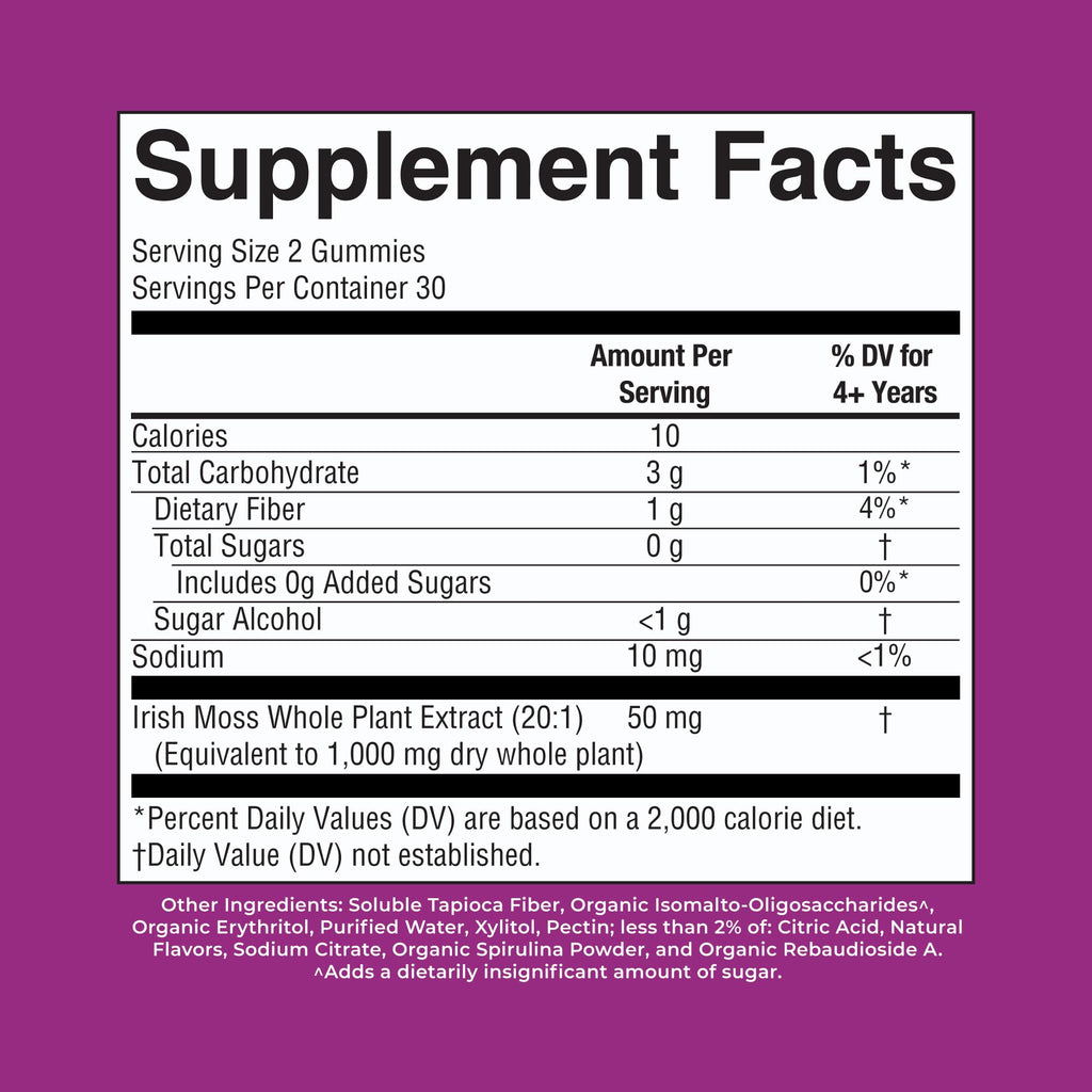MARYRUTH'S Sea Moss Gummies, Sugar Free Made with Irish Sea Moss, 60 Count