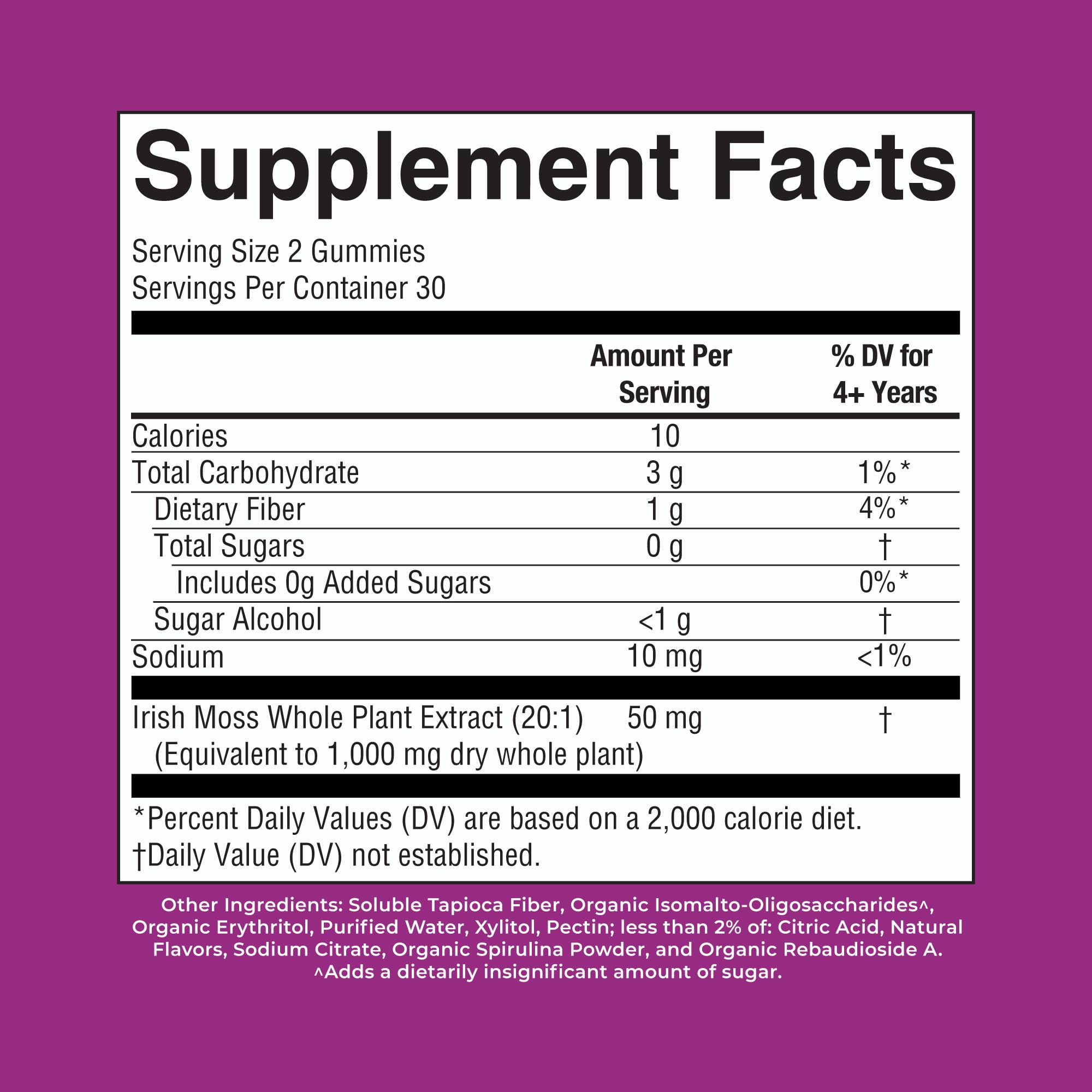 MARYRUTH'S Sea Moss Gummies, Sugar Free Made with Irish Sea Moss, 60 Count