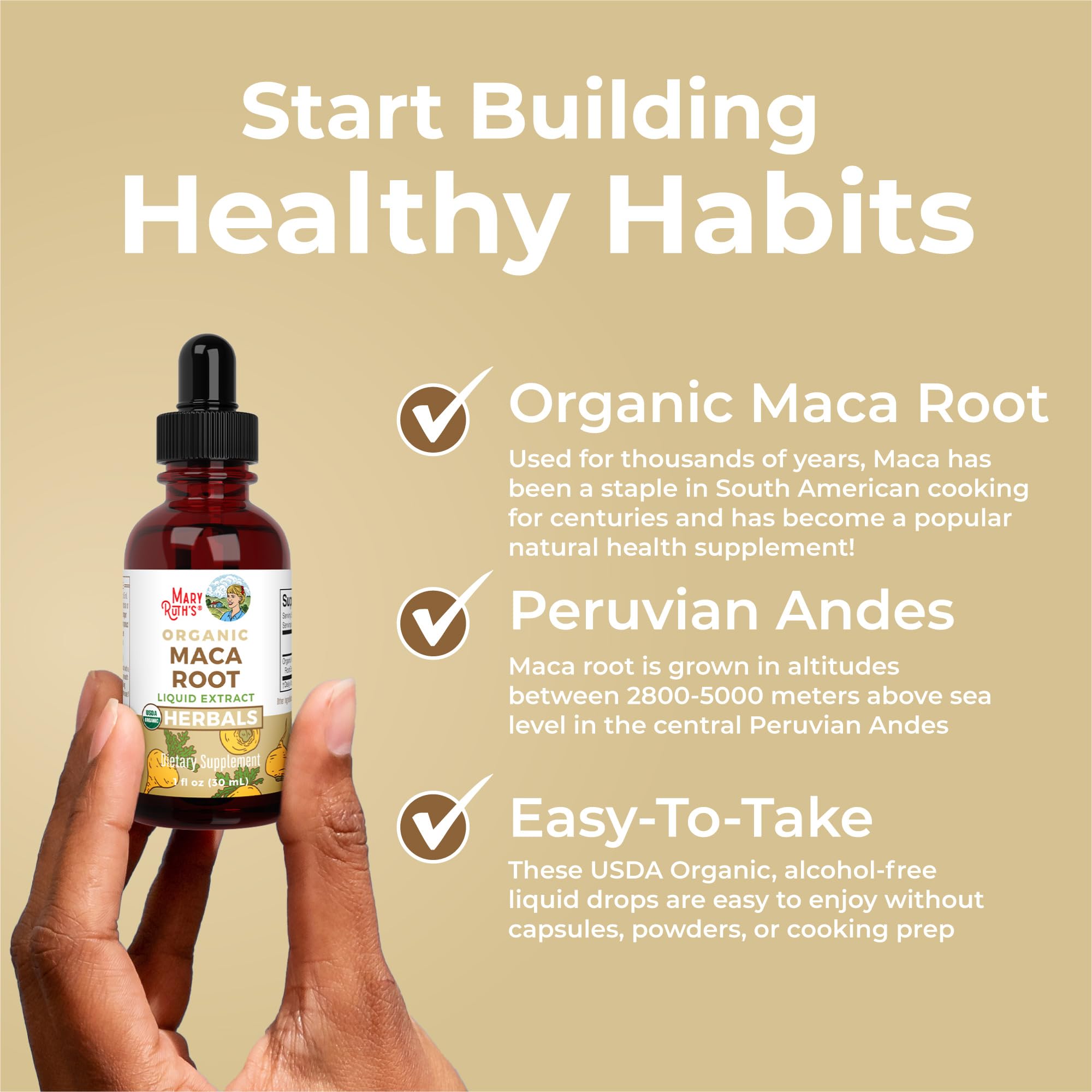 MARYRUTH'S USDA Organic Maca Root Liquid Drops, 1 Fl Oz