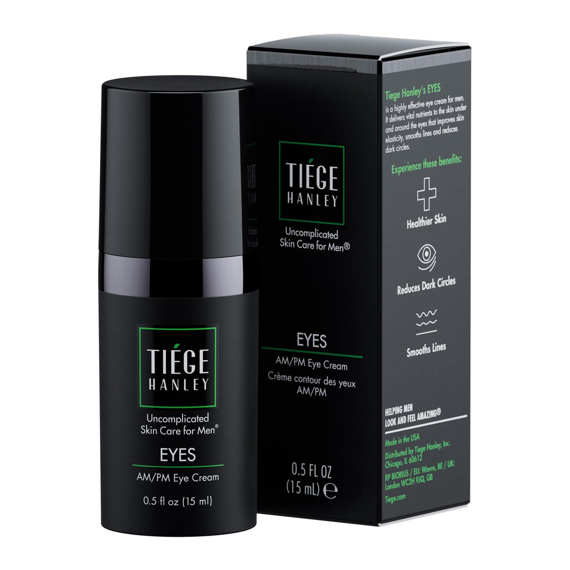 Tiege Hanley Eye Cream for Men, Morning & Night, Anti-Aging, 0.5 Oz