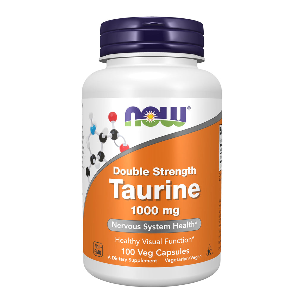 NOW Supplements, Taurine 1,000 mg, Double Strength, 100 Veg Capsules