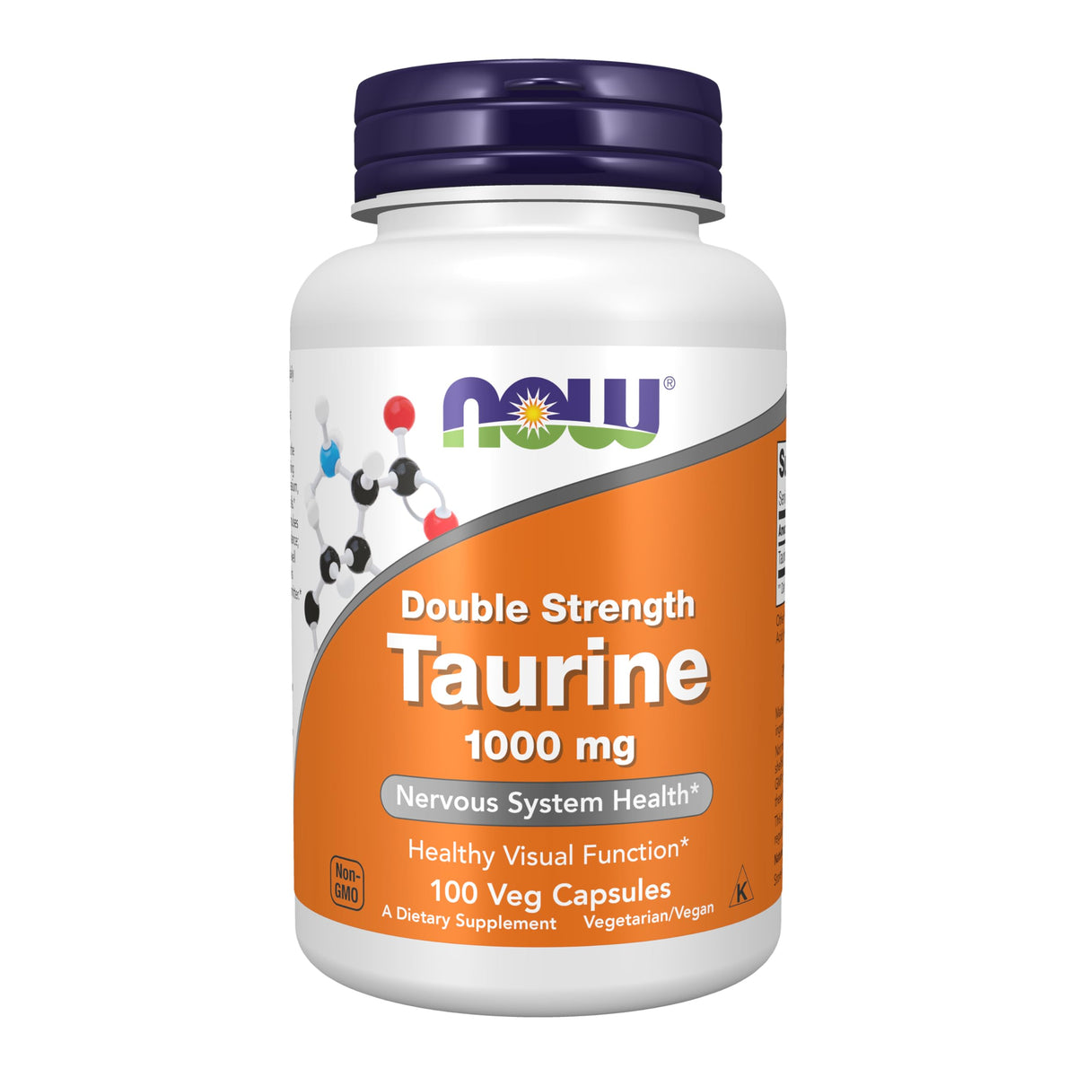 NOW Supplements, Taurine 1,000 mg, Double Strength, 100 Veg Capsules