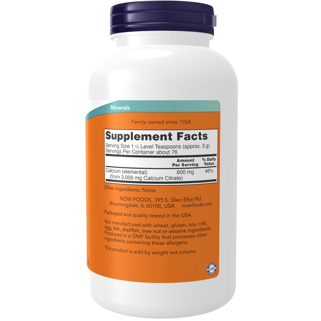 NOW Foods Supplements, Calcium Citrate Powder, Highly Bioavailable Calcium, 8-Ounce