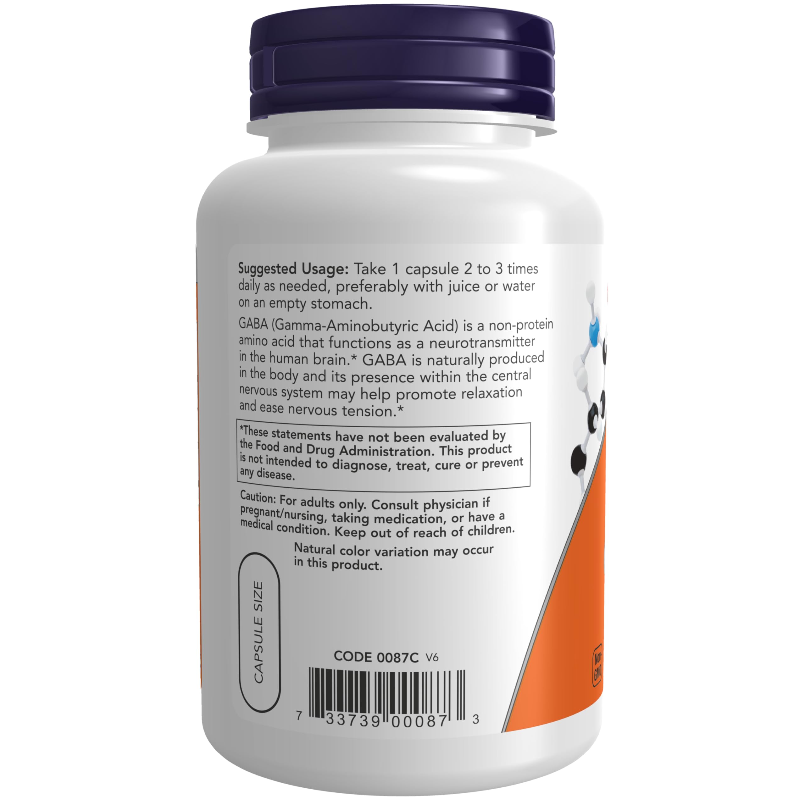 NOW Foods Supplements, GABA (Gamma-Aminobutyric Acid) 500 mg + B-6, Natural Neurotransmitter*, 100 Veg Capsules